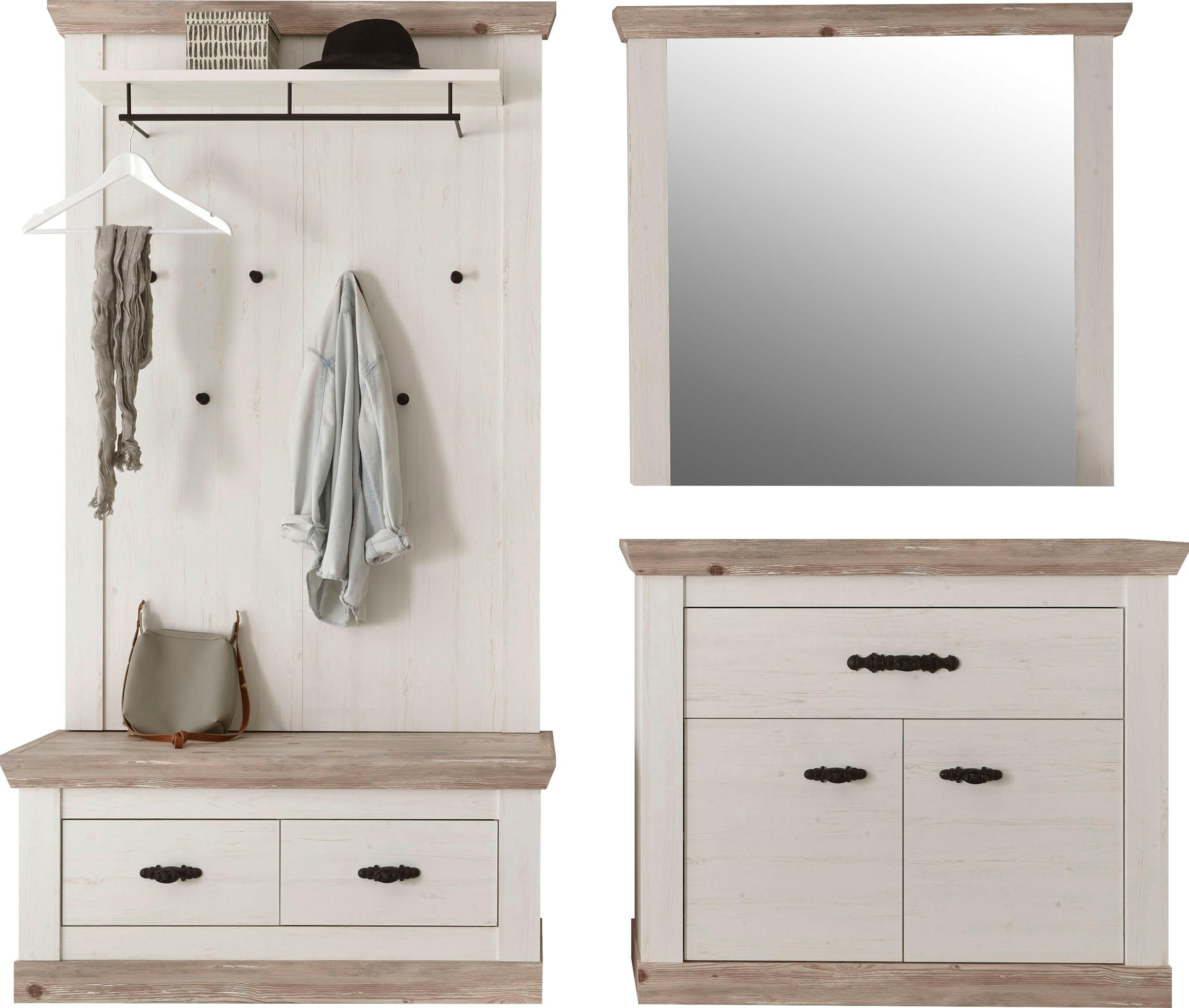 Home affaire Garderoben-Set "Florenz" 4 Stk. tlg. bestehend aus 1 Bank, 1 P günstig online kaufen