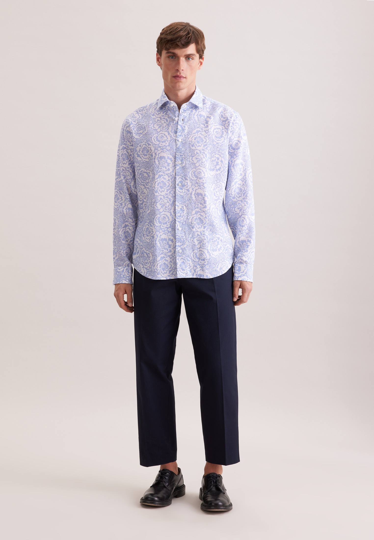 seidensticker Leinenhemd »Schwarze Rose« Shaped 1/1 Kentkragen Druck