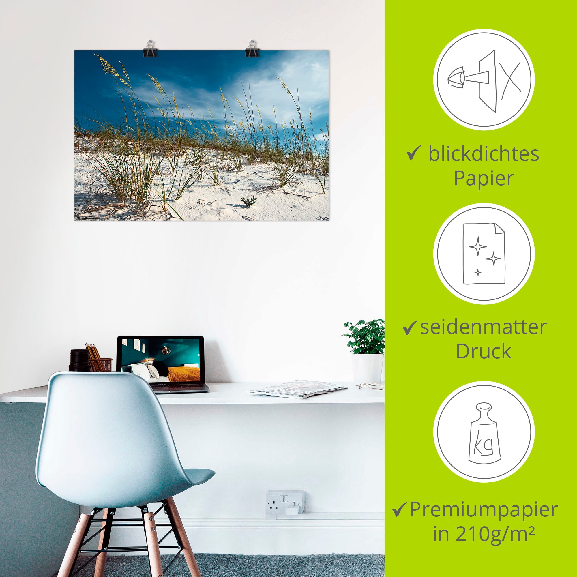 Artland Wandbild »Sanddüne und Gräser«, Strand, (1 St.), als Alubild, Outdoorbild, Leinwandbild, Poster in verschied. Größen