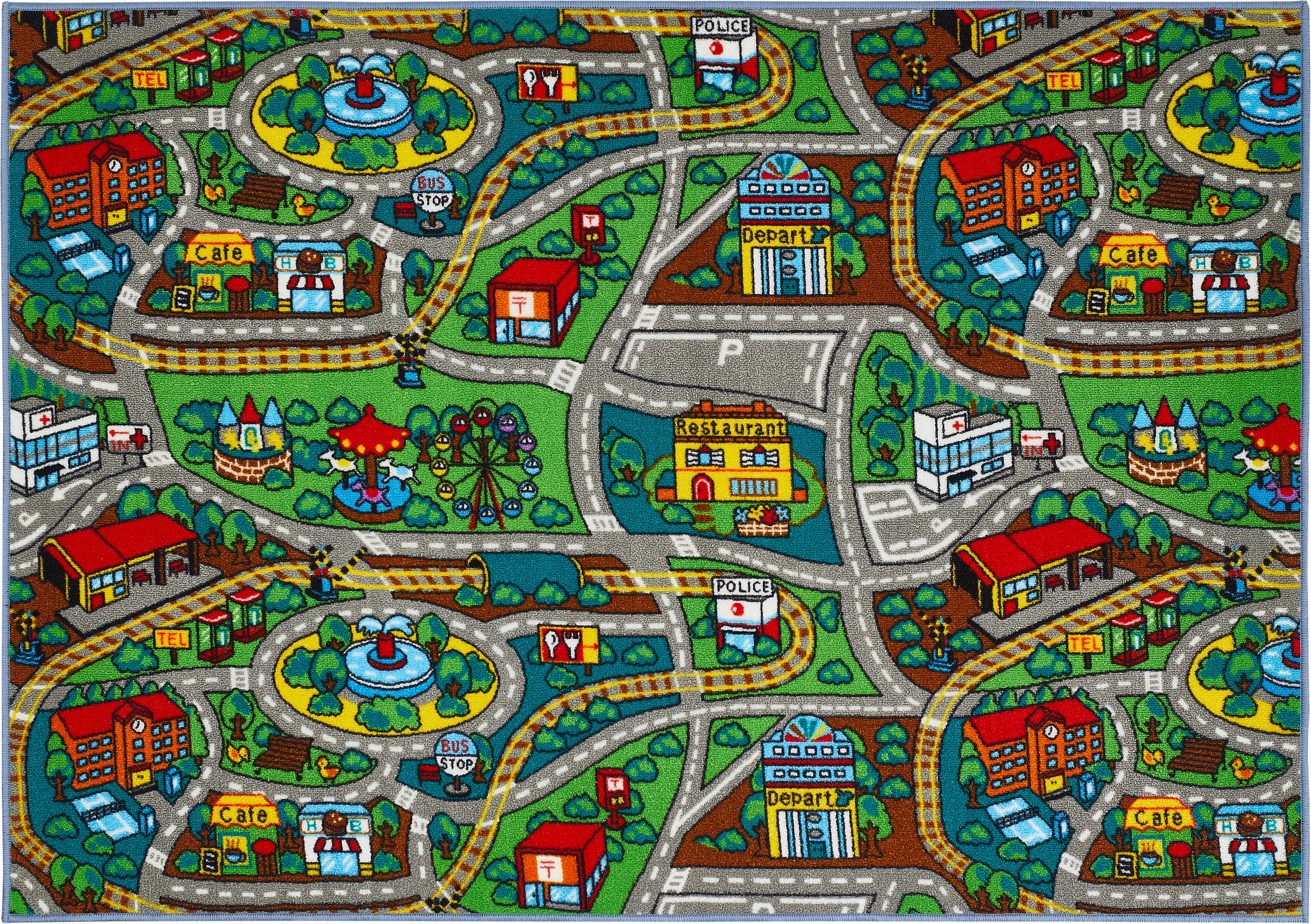 Kinderteppich ANDIAMO "Duo" Gr. 3, bunt (multi), B:133cm H:10mm L:190cm, Kunstfaser, Teppiche, Kinderteppich, Spielteppich, Straßenteppich, beidseitig verwendbar, Hüpfkästchen 2