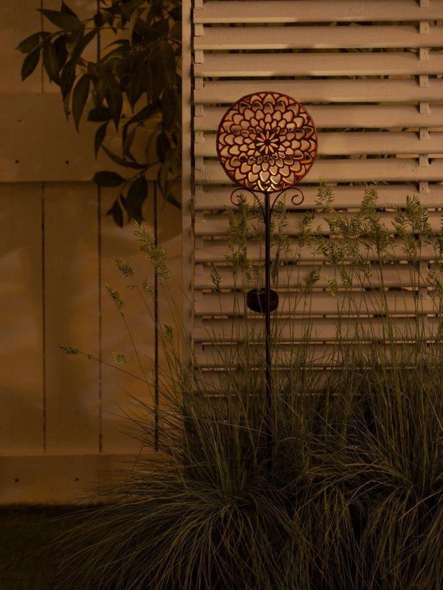 LUXFORM Gartenleuchte »Solar-Erdspieß-Gartenlampe - Mandala - 2 Stück«, Leuchtmittel LED-Modul | LED fest integriert, Dekoratives Gartenornament
