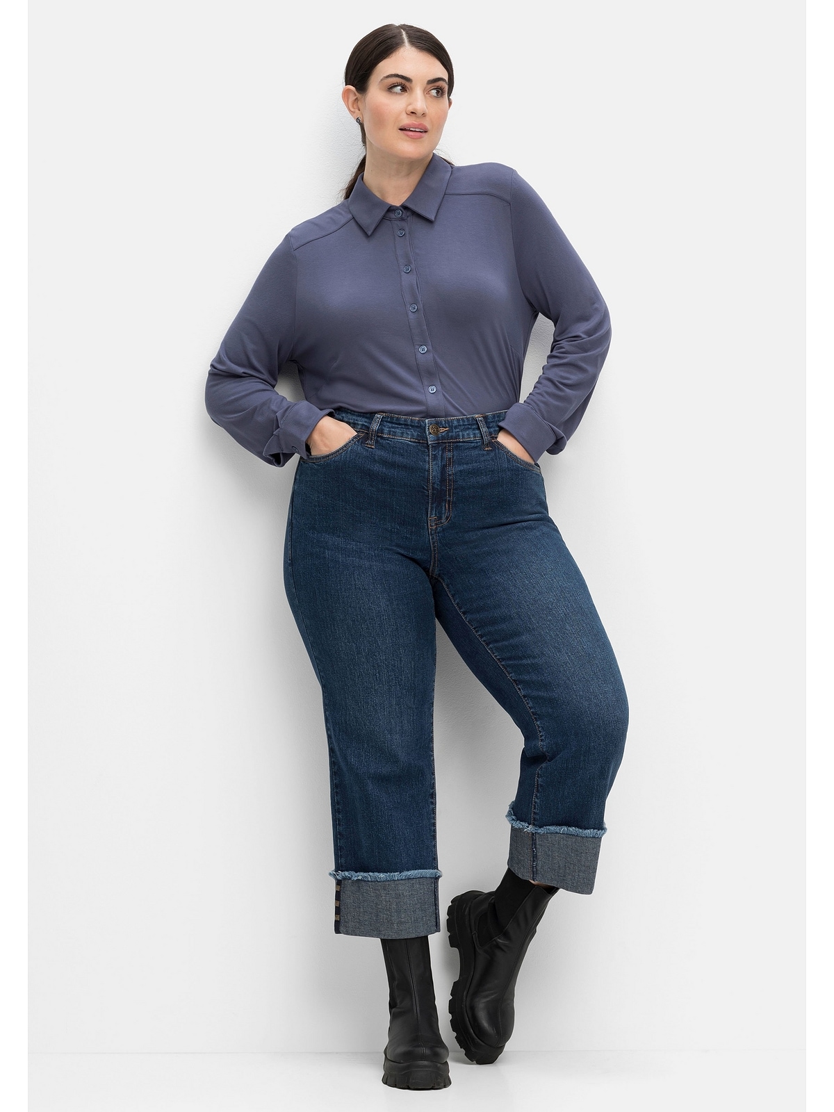 Sheego Hemdbluse »Große Größen«, aus elastischer Viskose-Jerseyware für  kaufen | BAUR