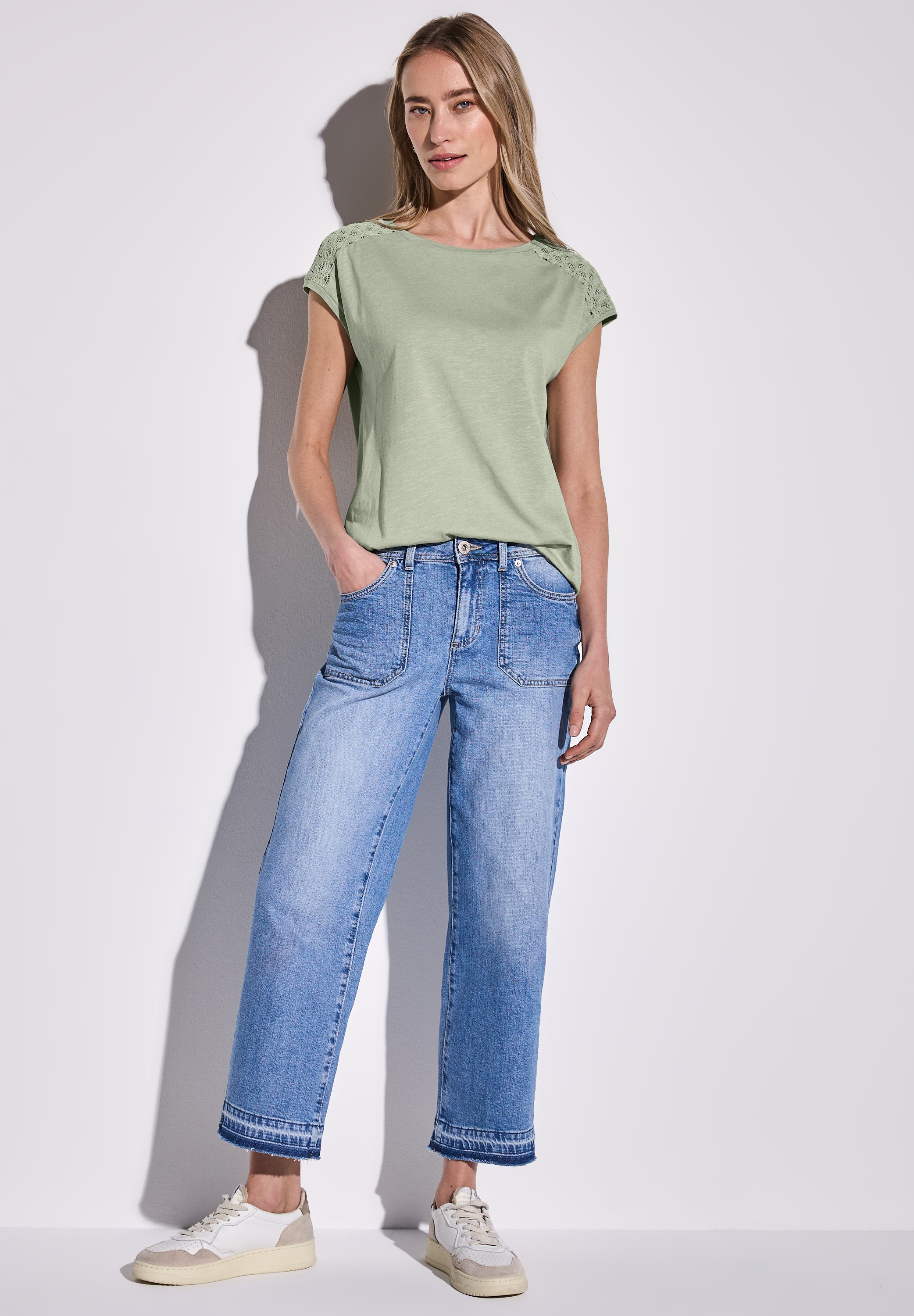 Thumbnail - STREET ONE Spitzenshirt, im soften Baumwoll-Mix