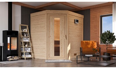 Sauna »"Marvin " naturbelassen mit Ofen 3,6 kW ext. Strg.«