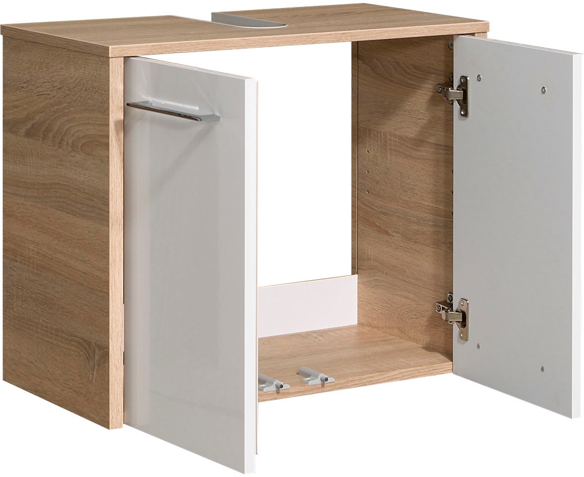 Thumbnail - Saphir Waschbeckenunterschrank "Quickset 382 Unterbeckenschrank, Weiß Hochglanz, 2 Türen", Waschbeckenschrank inkl. Türd...