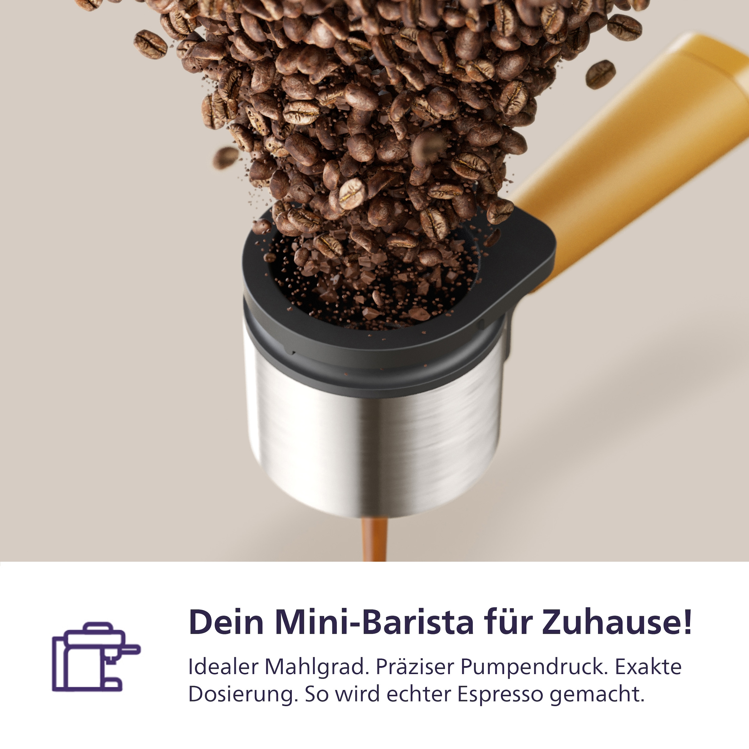 PHILIPS baristina Espressomaschine »BAR302/20 mit Mahlwerk für ganze Bohnen«, 16 bar Pumpendruck, Naturweiß/Eschenholz