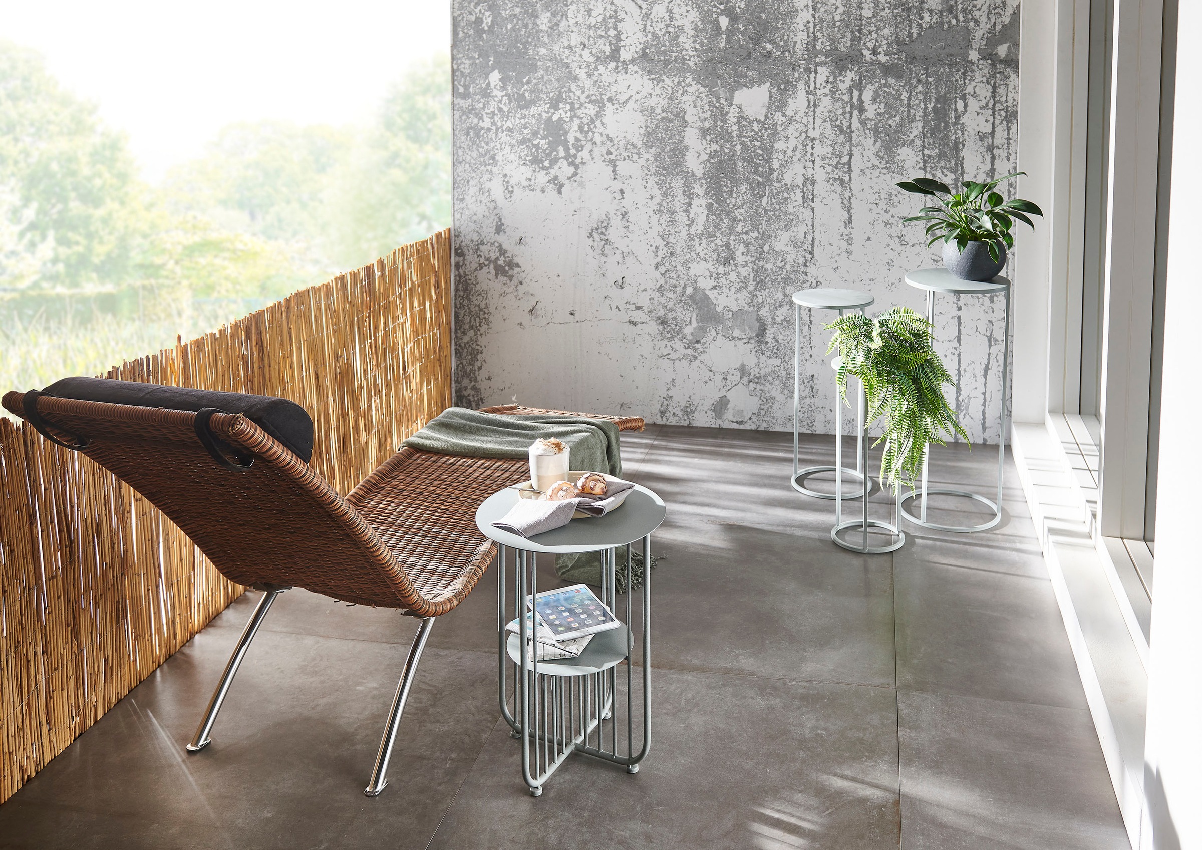 HAKU Blumentisch »Blumenpodest, Blumenständer, Pflanzsäule« Set, 3er Set, 3 Stk. tlg. rund - aus Metall Grau - Ø/H 20/50 und 25/60 und 30/70 cm