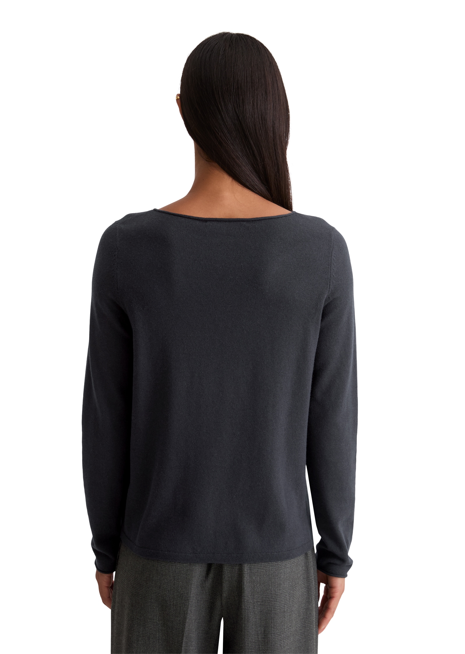 Marc O'Polo Strickpullover, mit Rollkante, aus softem Schurwoll-Mix, U-Boot-Ausschnitt