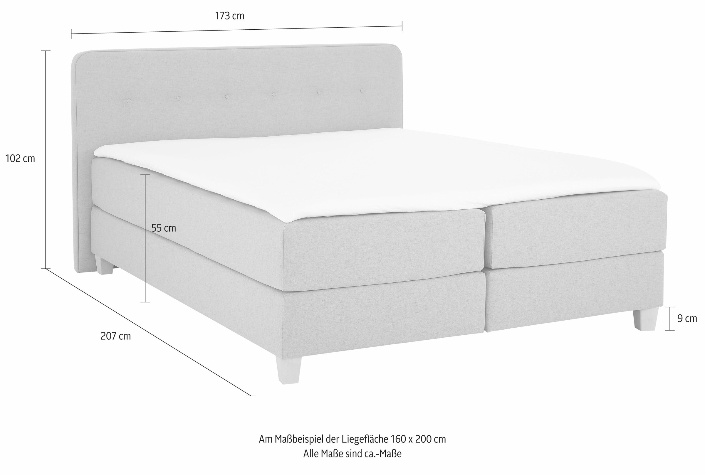 Home affaire Boxspringbett »Fargo«, inkl. Topper, in 3 Matratzenarten, viele Farben, in 6 Breiten