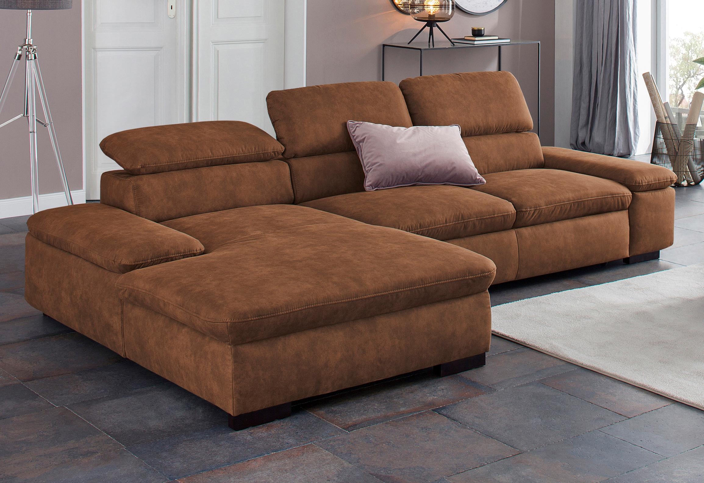OTTO home Ecksofa "Alberto L-Form" mit Kopfteilverstellung, wahlweise mit Schlaffunktion