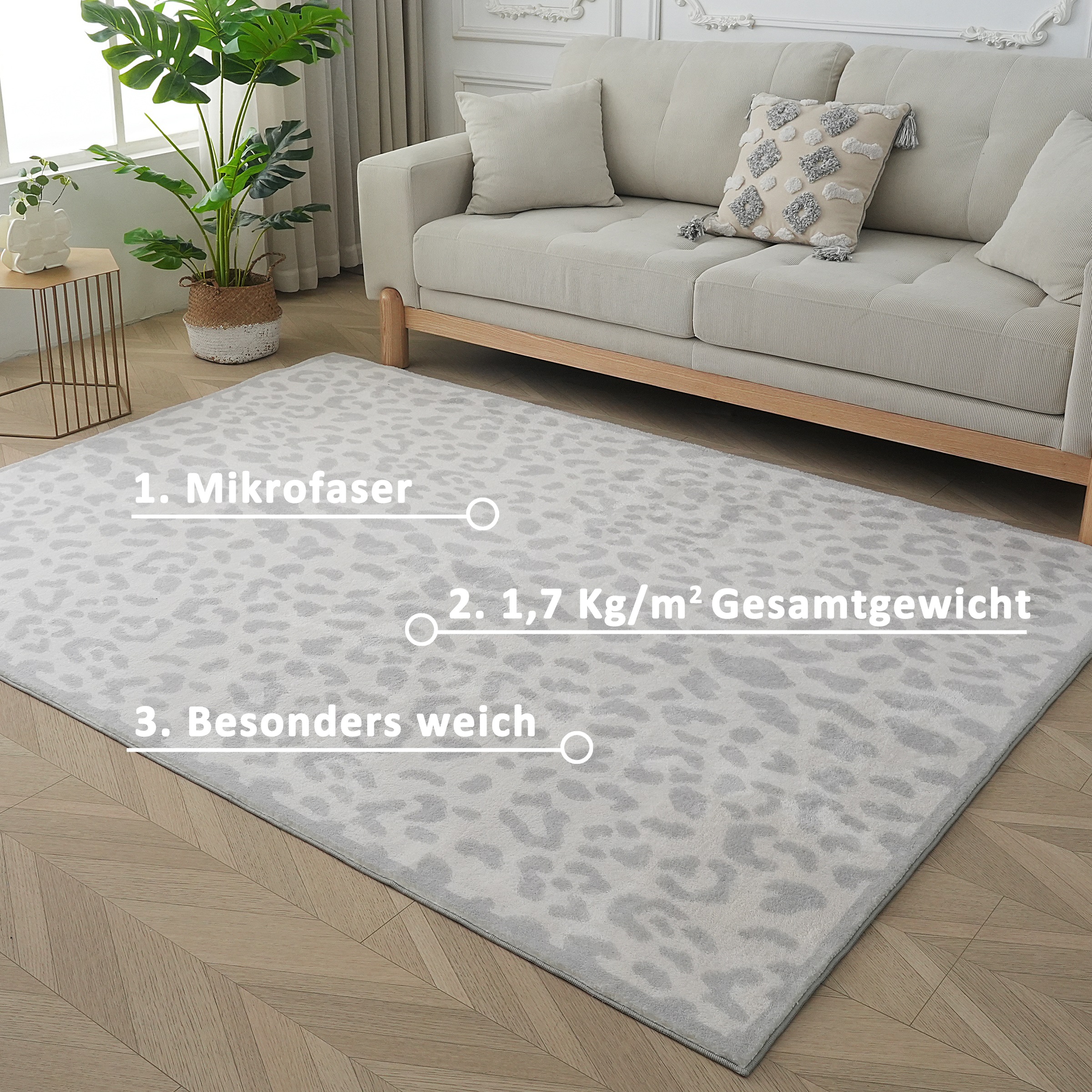 OTTO Home Leo Rug Gray/Cream 80x150cm 3