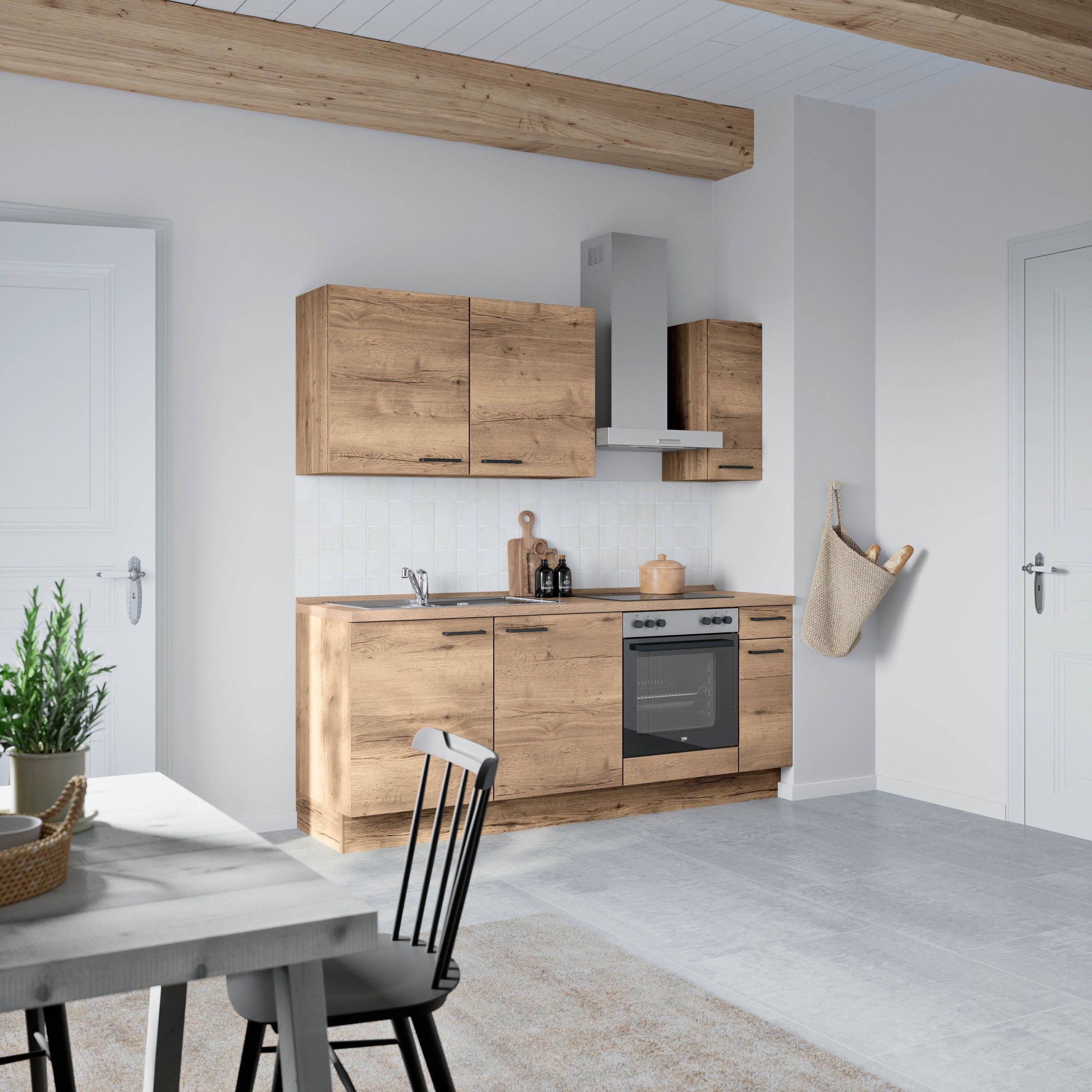 nobilia® Küchenzeile »"Structura I"«, vormontiert, Ausrichtung wählbar, Breite 210 cm, wahlw. mit E-Geräten