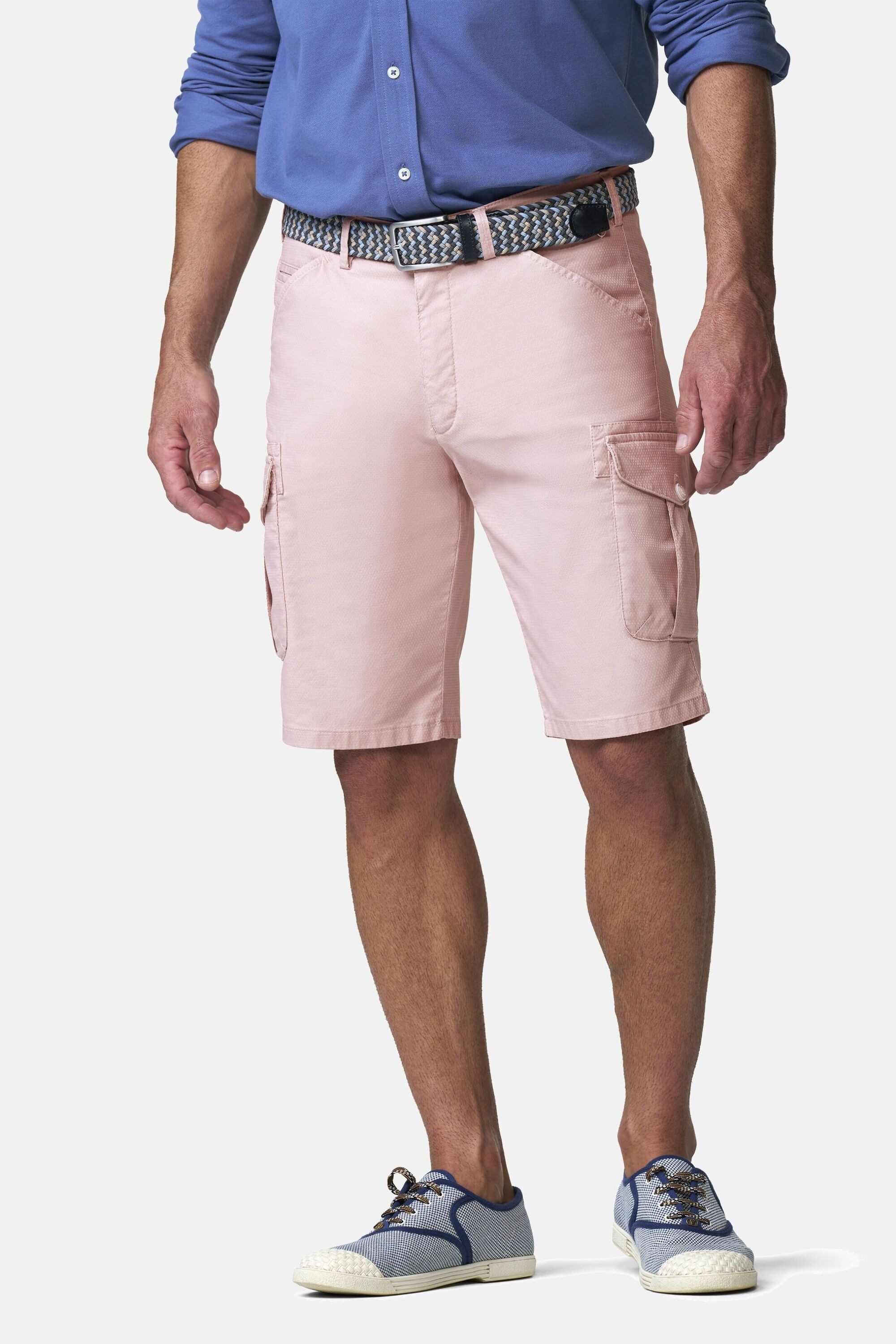 Cargohose MEYER "B-Orlando 1-3040", Herren, Gr. 23, Normalgrößen, rosa, 96% Baumwolle, 4% Elasthan, unifarben, regular fit kurz, Hosen Cargohose
