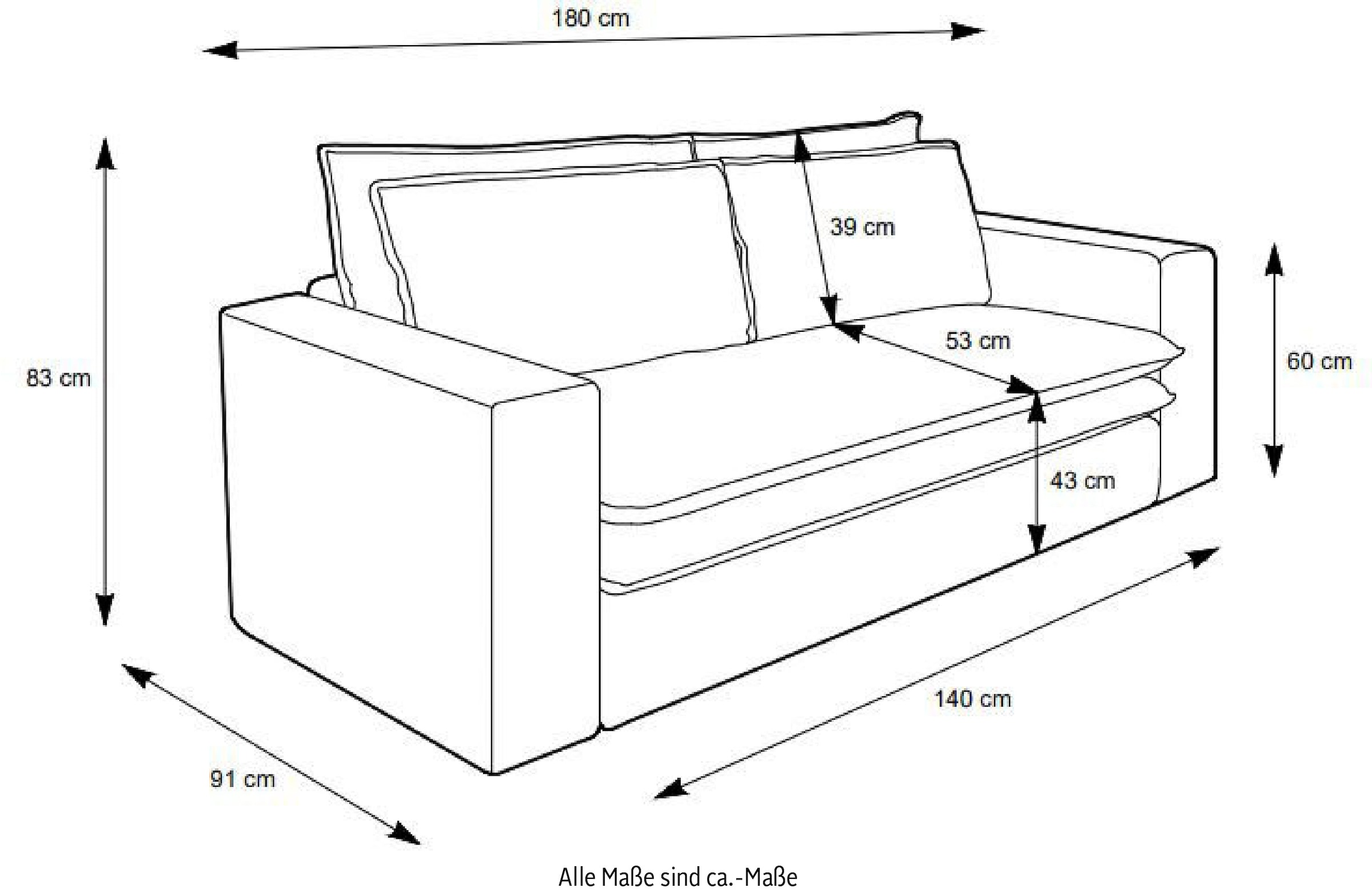 Places of Style Sitzgruppe »PIAGGE«, (2 tlg.), 2-Sitzer-Sofa und Hocker klein im Set