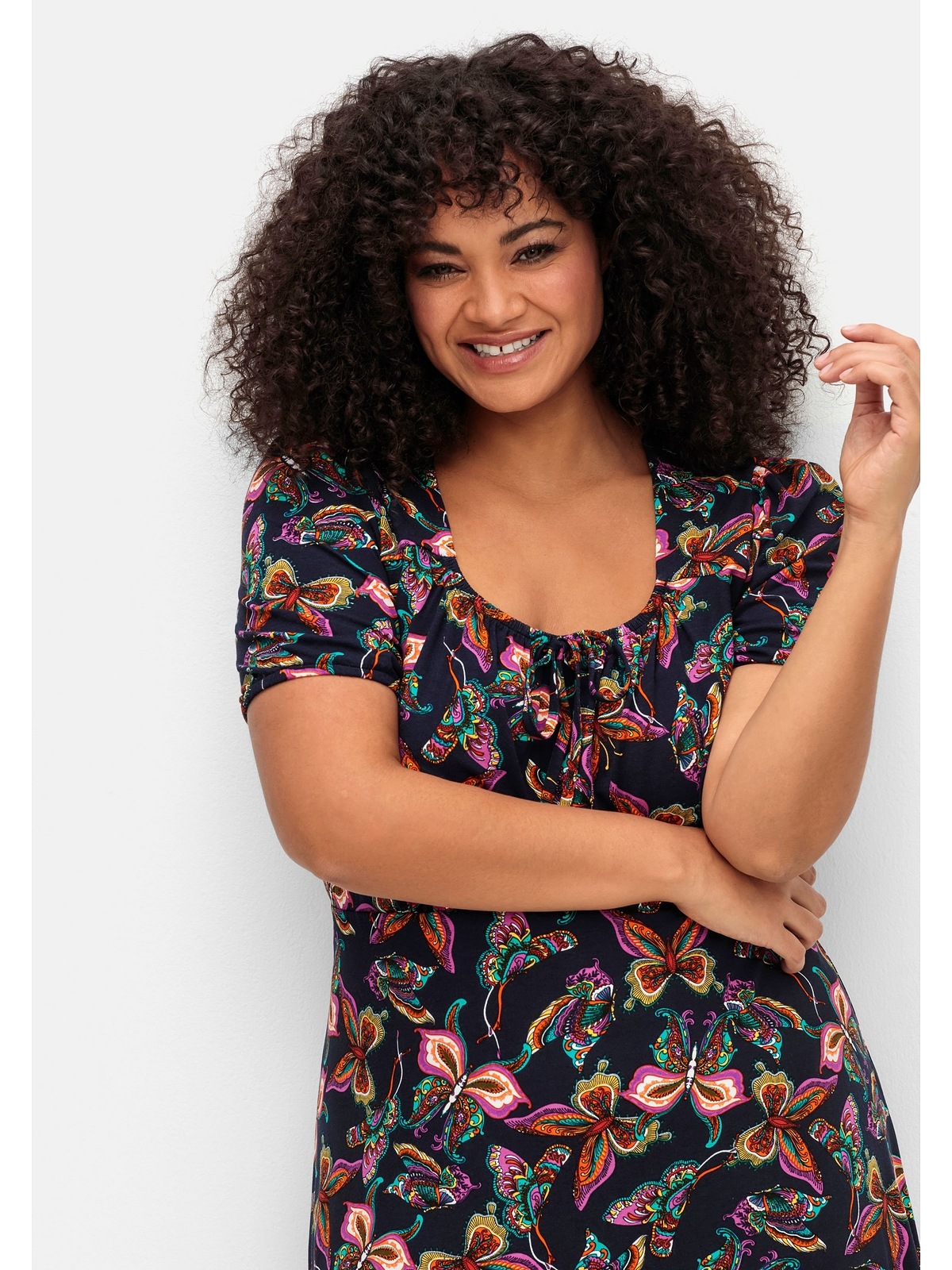 sheego by Joe Browns Jerseykleid »Große Größen«, mit Karree-Ausschnitt und Alloverprint