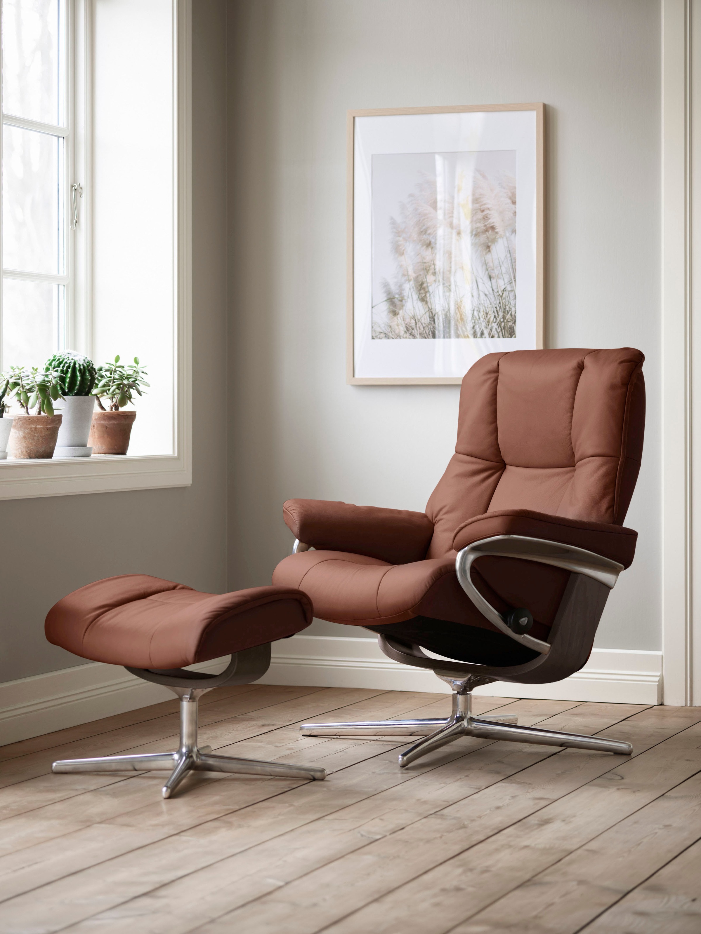 Stressless® Relaxsessel »Mayfair«, (Set, Relaxsessel mit Hocker), mit Hocker, mit Cross Base, Größe S, M & L, Holzakzent Wenge