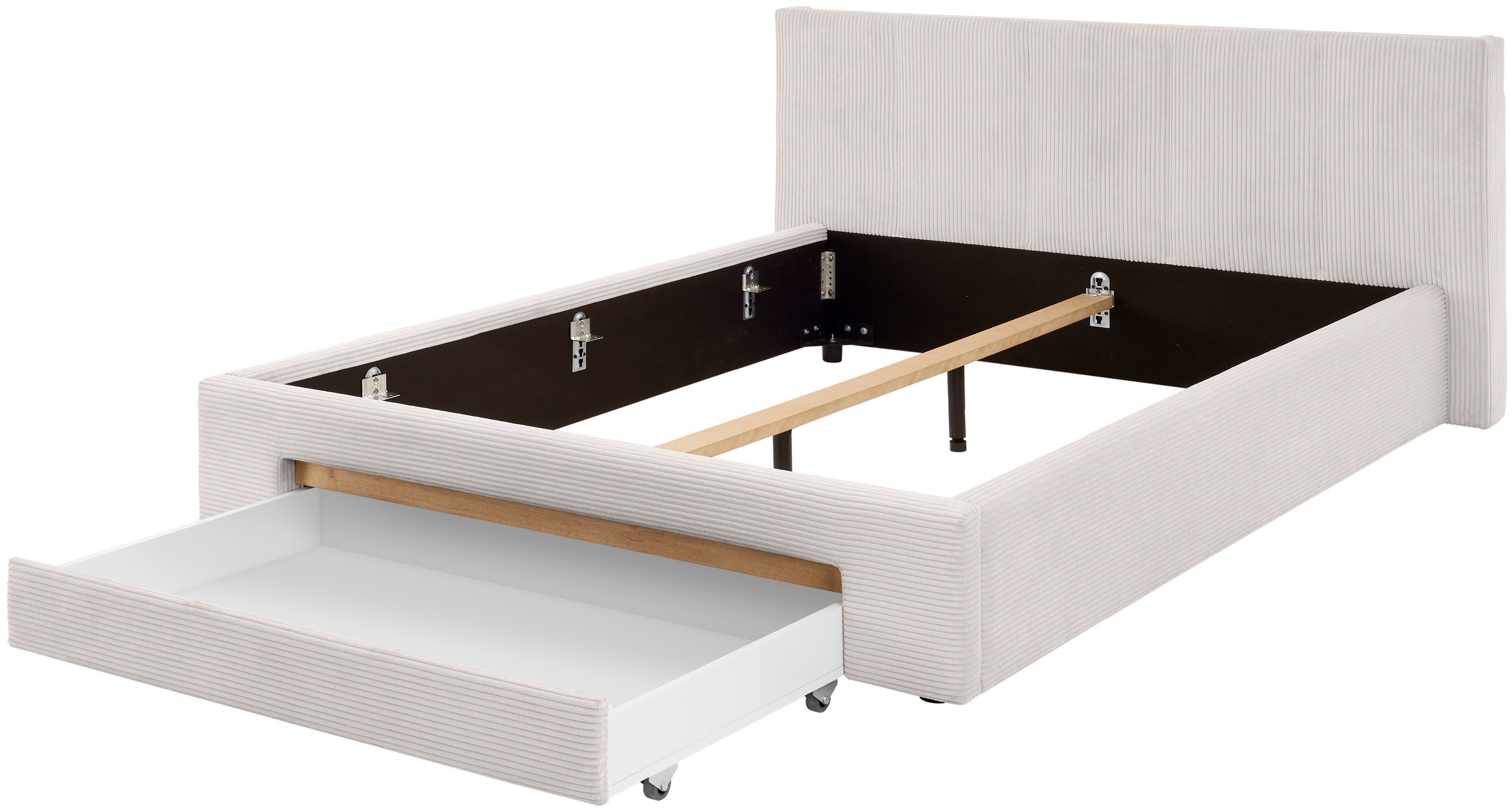 Home affaire Polsterbett »CiTY/GiRON, Bettgestell mit Bettkasten, gepolstertes Stauraumbett« mit Hundebett oder Stauraumschublade, Bezug Cord-oder Leinenoptik