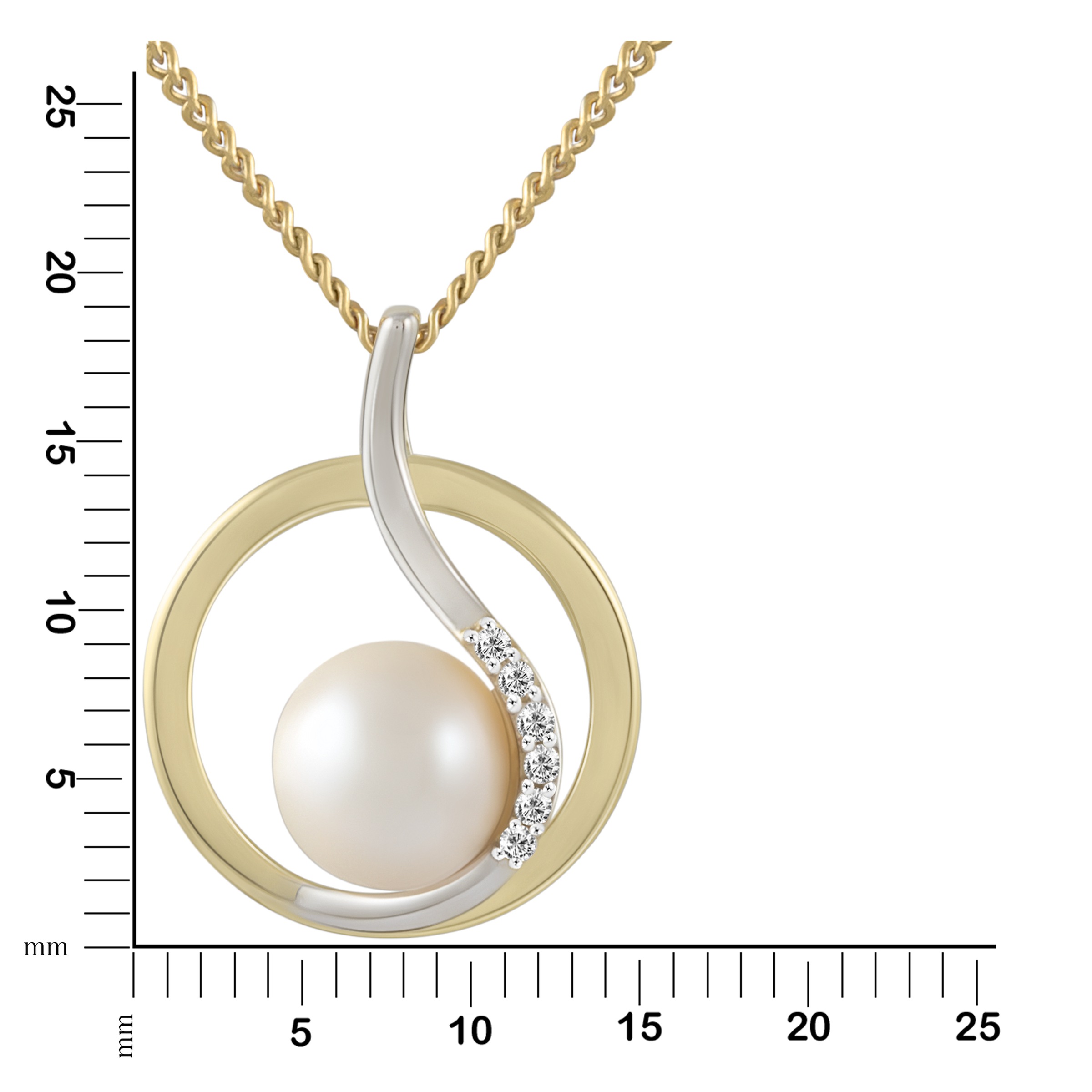 Fascination by Ellen K. Kette mit Anhänger »Gold 375 Perle weiß 7-7,5mm und Zirkonia weiß«