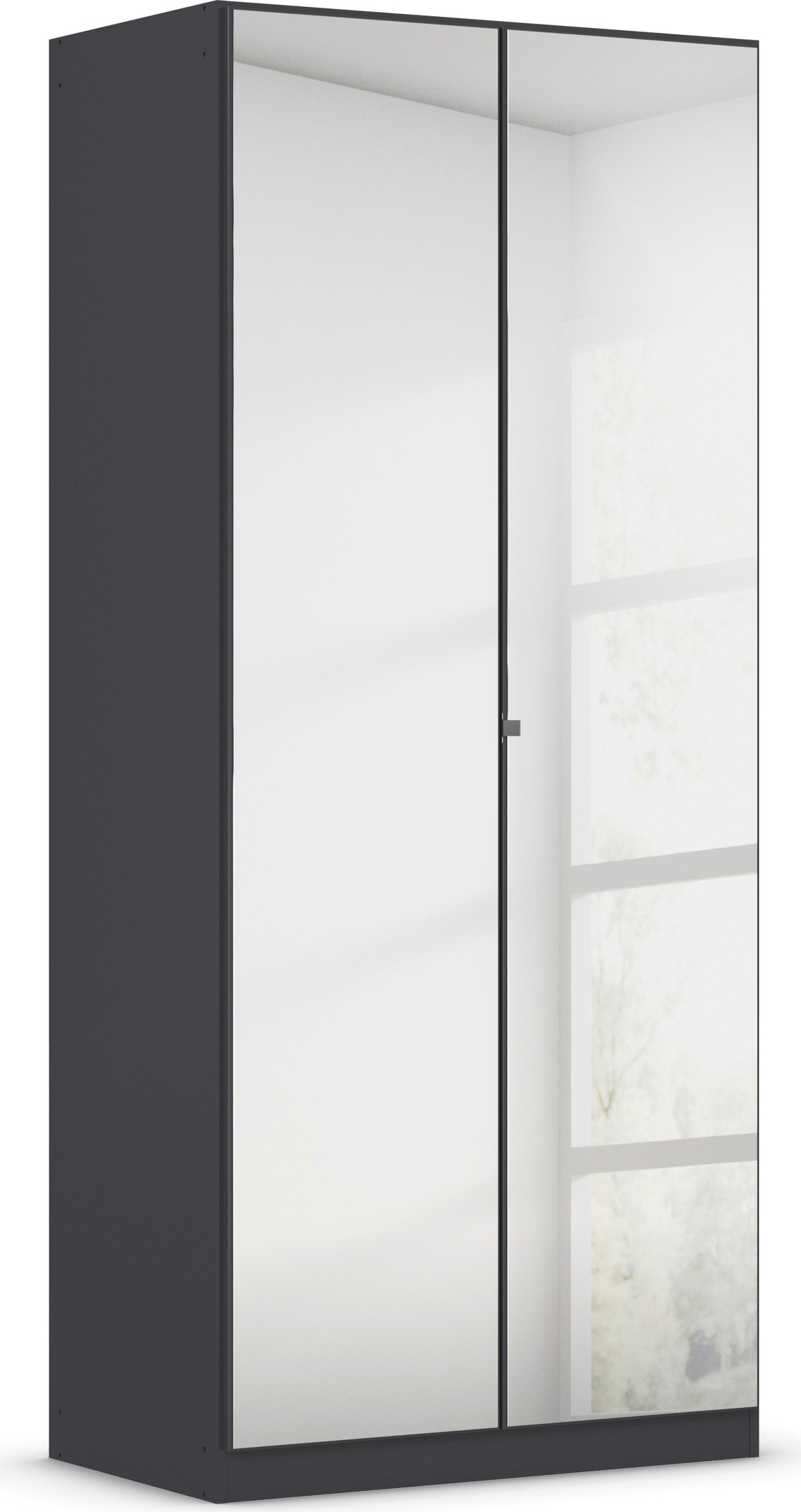 rauch Drehtürenschrank »Reflect«, mit Spiegelfront, inkl. praktischer Inneneinteilung und Stoffboxen-Set