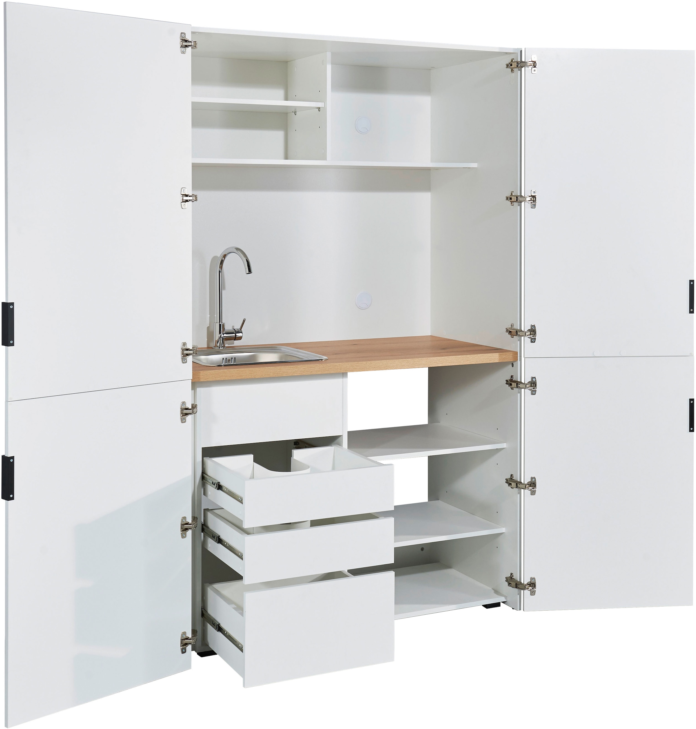 BASIC by Balculina Pantryküche »Pantryküche Heidelberg BxHxT 124x200x70 cm«, Breite 124cm, Metallgriffe, FSC-Mix 70%