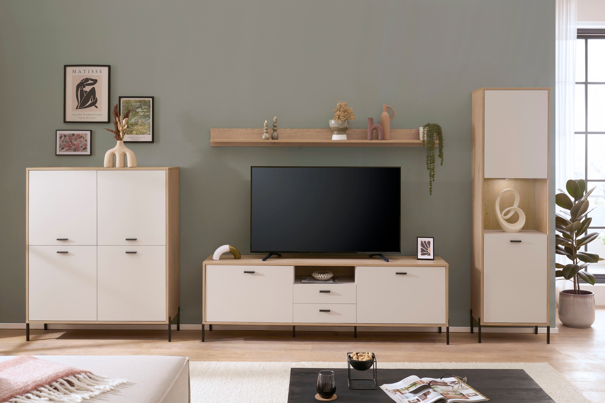 Home affaire Wohnwand »Fredericia, moderne Anbauwand, Komplettset in Kaschmir« Set, 4 Stk. tlg.