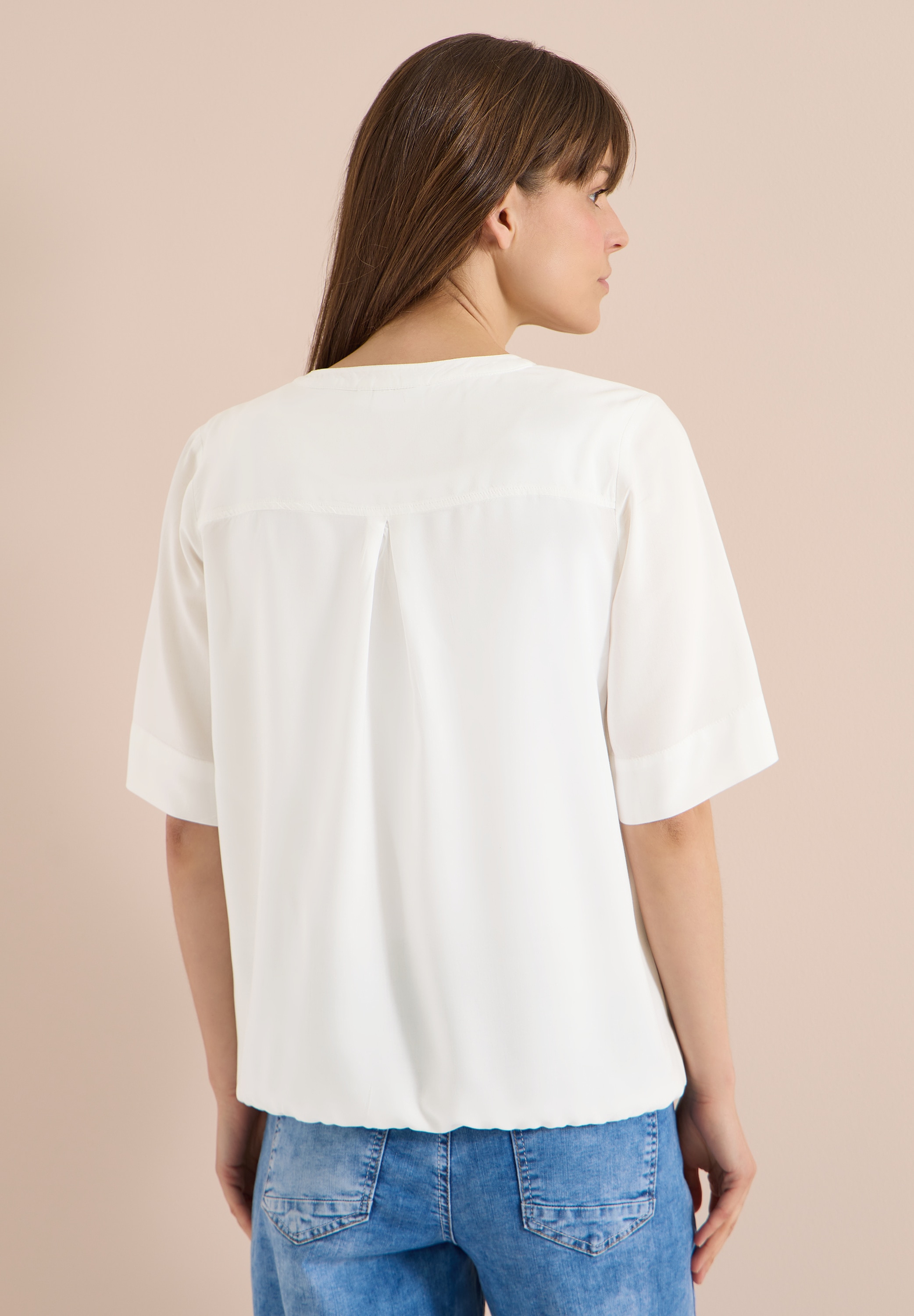 Cecil Shirtbluse mit geschlitztem Rundhalsausschnitt