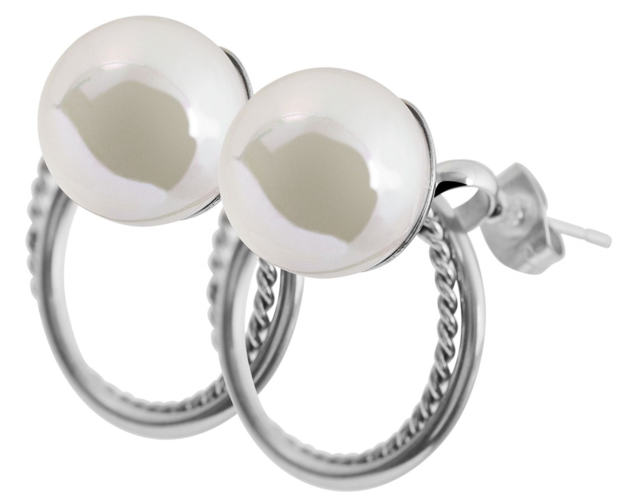 Adelia´s Paar Ohrhänger »Damen Ohrstecker aus poliertem Edelstahl und Perle Ø 18 mm«