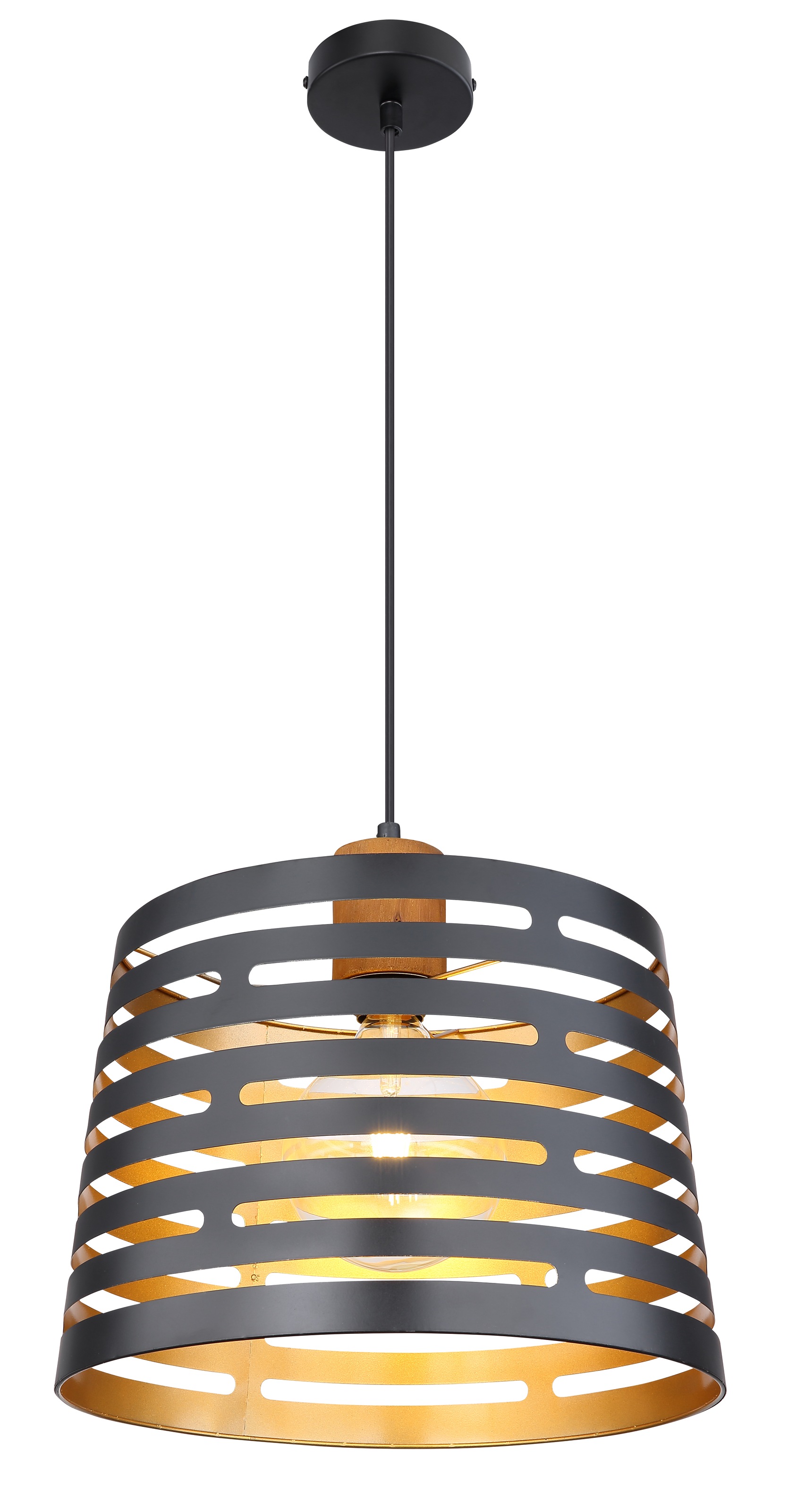 GLOBO LIGHTING Hängeleuchte »ABLONA«, Leuchtmittel E27 | ohne Leuchtmittel, Hängelampe/Pendelleuchte/Holz/goldfarben/Höhe kürzbar