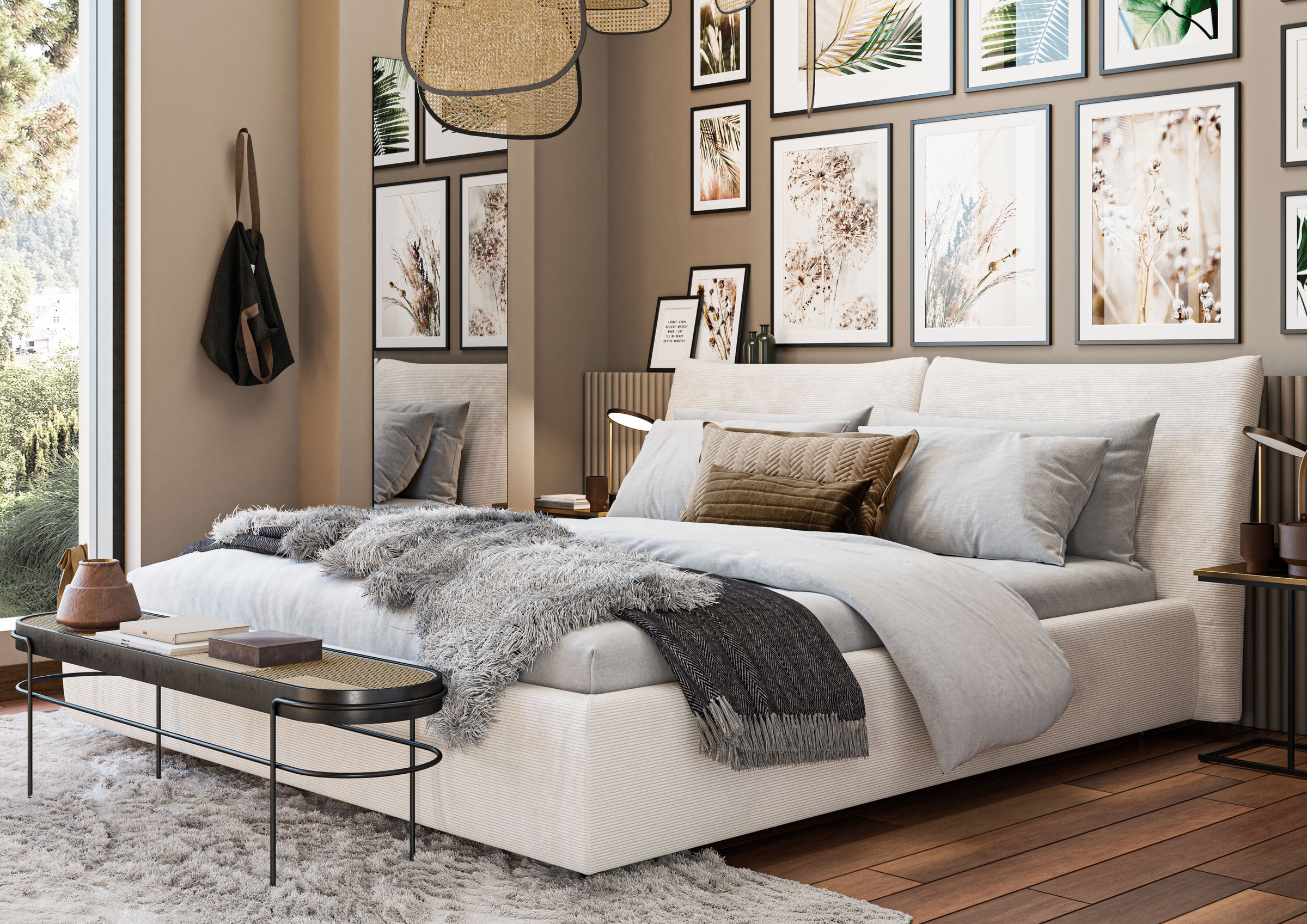 Home affaire Polsterbett "Priora in 4 Breiten bis 200cm" auch in NaturLEDER günstig online kaufen