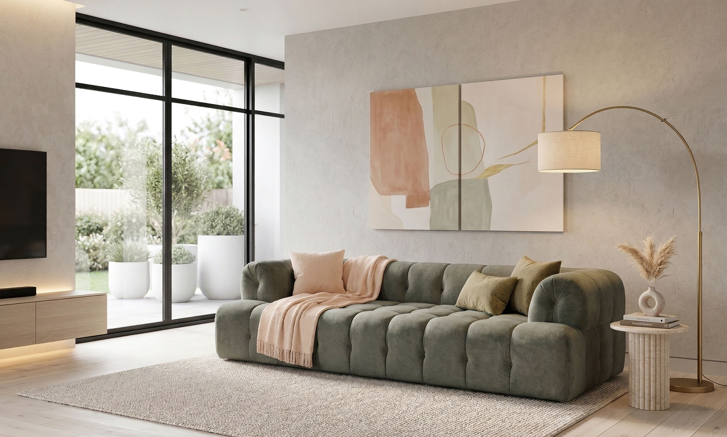 Home affaire 3-Sitzer "APERIRE Design-Sofa, moderne Steppung, Breite 225 cm" mit Wellenunterfederung, gemütlich und modern, komfortables Sitzgefühl