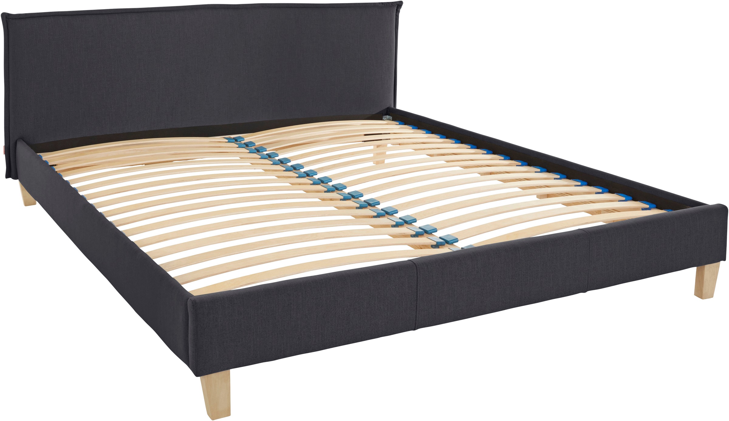 OTTO products Polsterbett »Heddi«, in 5 Breiten: von 90cm-200cm, Biese am Kopfteil, Strukturstoff