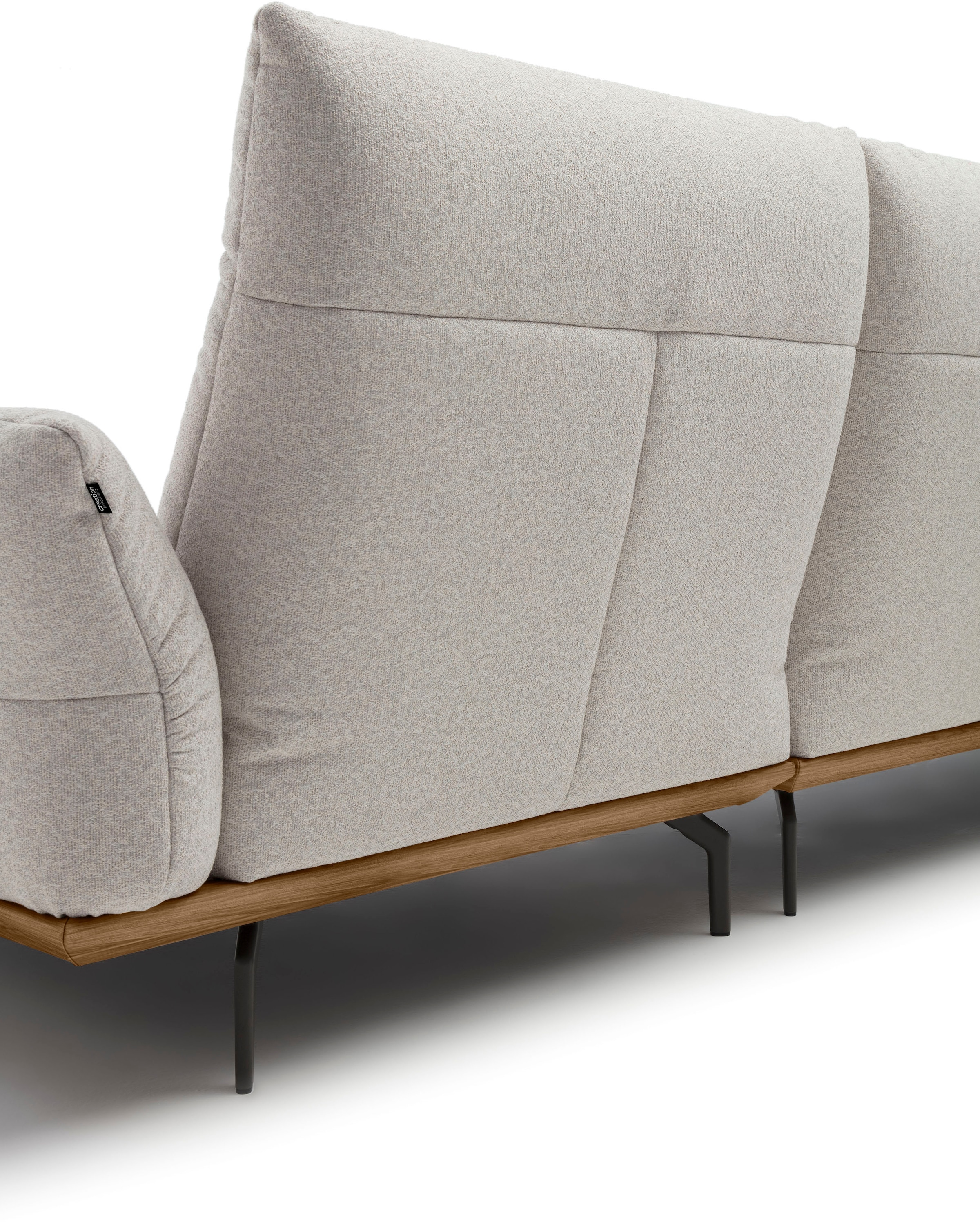 Creation BY ROLF BENZ Ecksofa »CR.460 Designsofa mit erstklassigem Sitzkomfort« Sockel in Nussbaum, Winkelfüße in Umbragrau, Breite 338 cm