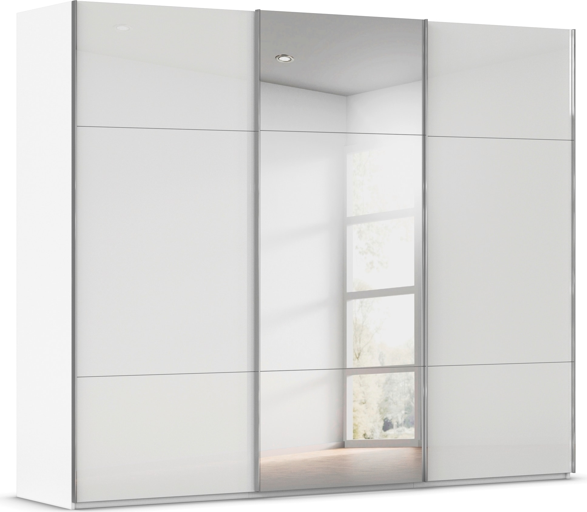 rauch Schwebetürenschrank "Kleiderschrank Schrank Garderobe Schlafzimmerschrank CONTIDO" 3 verschiedene Ausstattungen BASIC/CLASSIC/PREMIUM (inkl. SOFT-CLOSE), aus hochwertigem Material in 6 Breiten 2 Griff-Farben MADE IN GERMANY