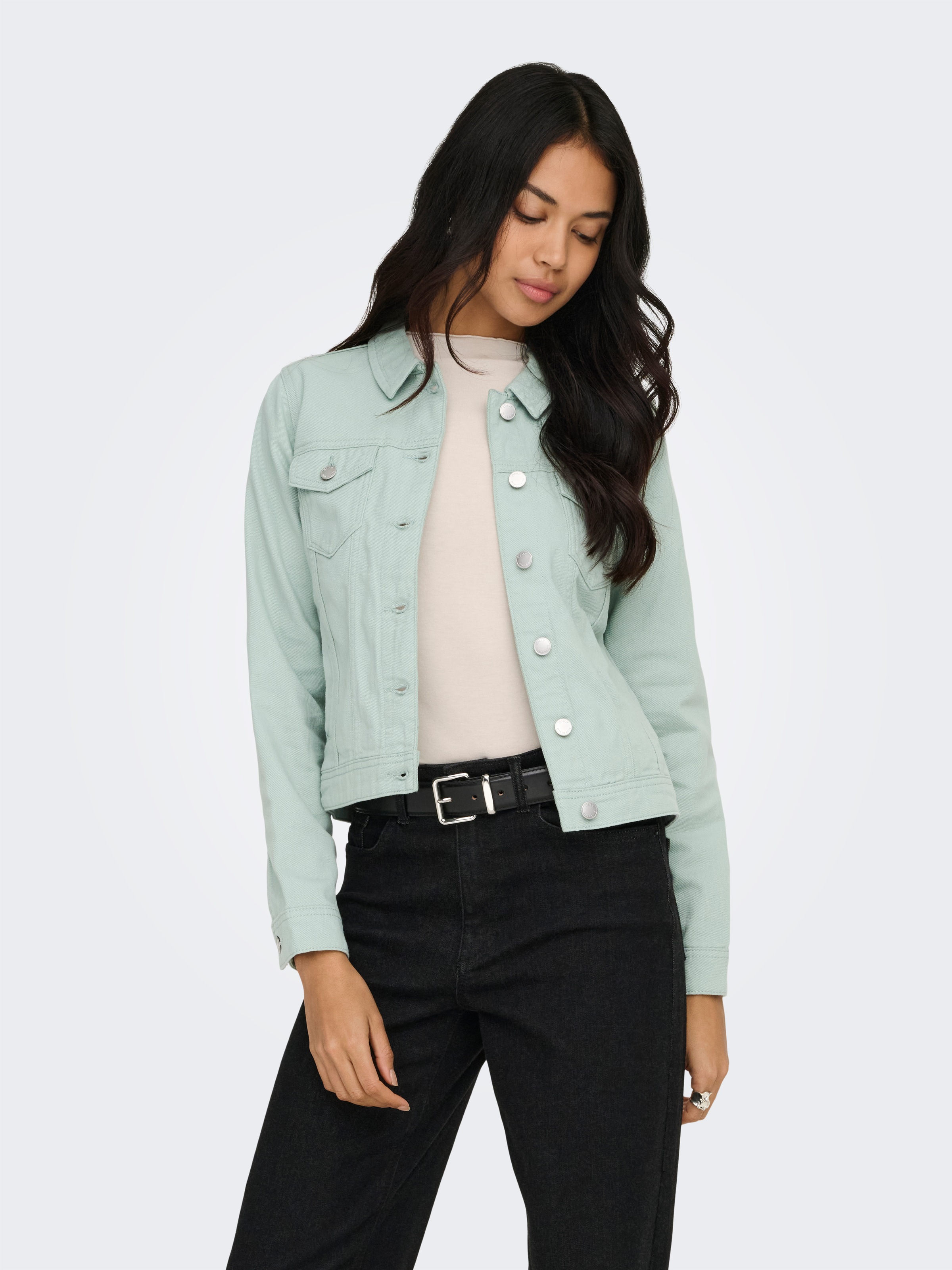 ONLY Jeansjacke "ONLTIA L/S COLORED JACKET PNT RP" mit durchgehender Knopfl günstig online kaufen