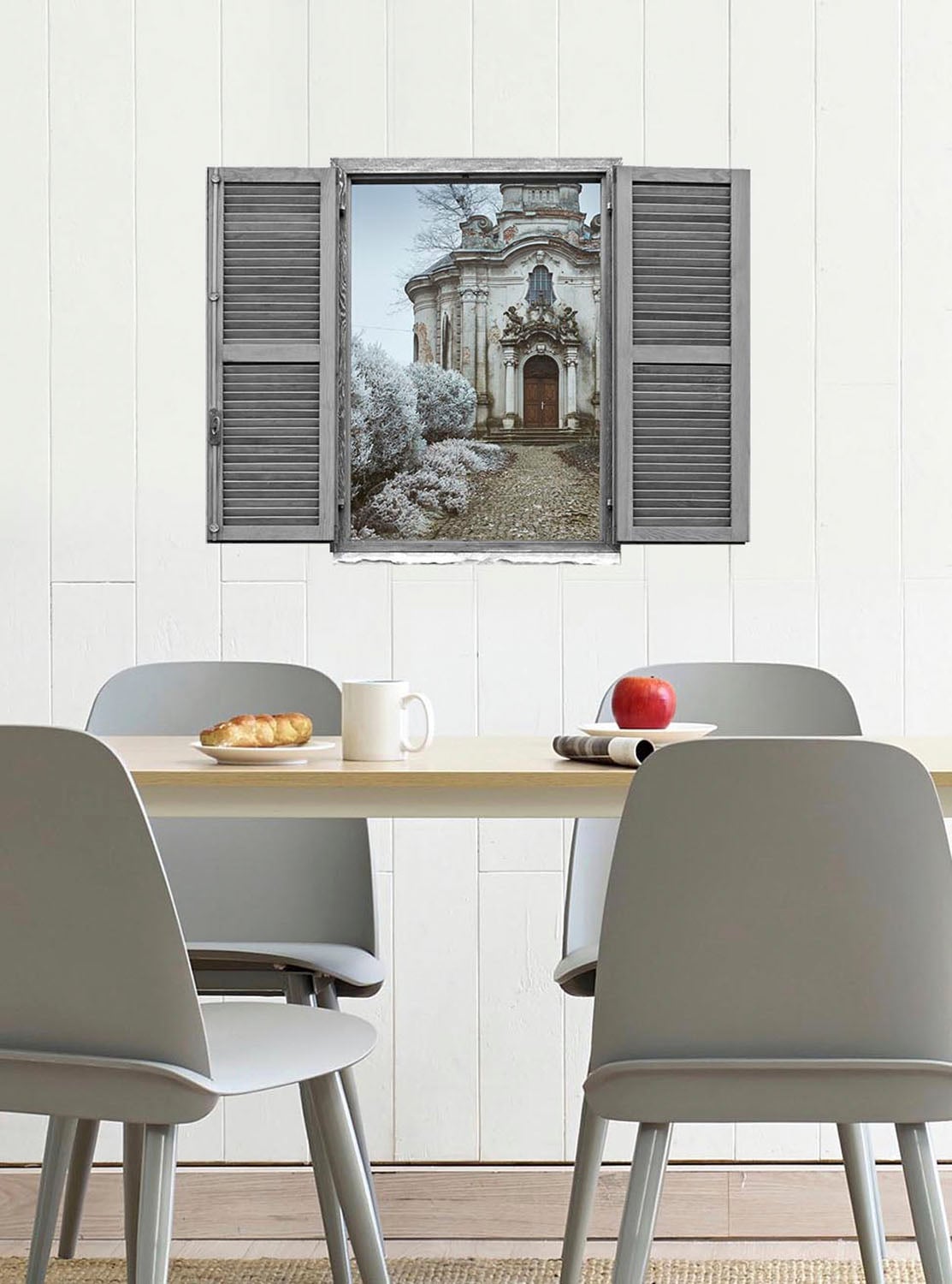 queence Wandtattoo »Haus«, (1 St.), Wandsticker, Wandbild, selbstklebend, 3D, Fenster