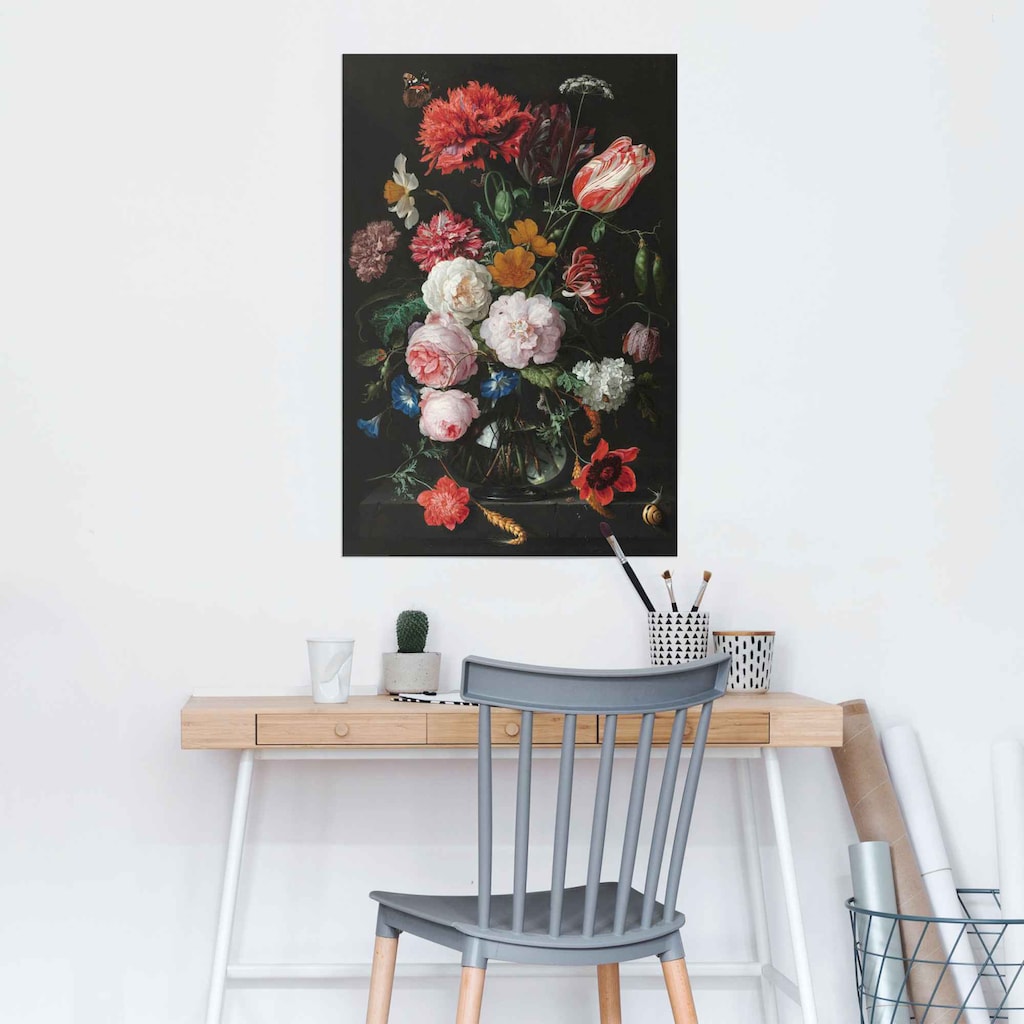 Reinders! Poster »Poster Stillleben mit Blumenvase Jan Davidsz de Heem«, Vasen, (1 St.)