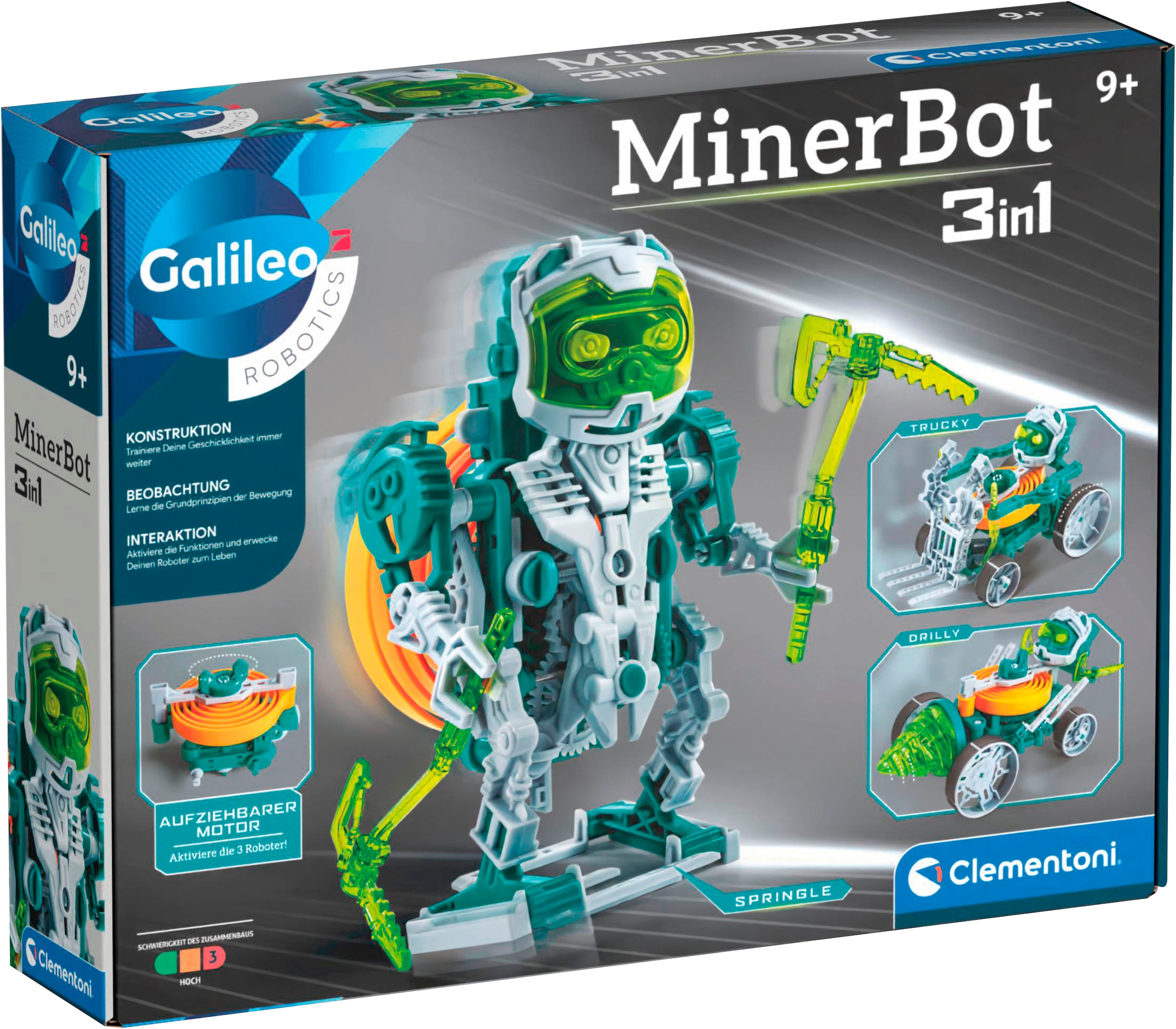 CLEMENTONI Kinder Roboter "Galileo Robotics, MineBot 3in1", bunt, Kunststoff, Roboter, Made in Europe