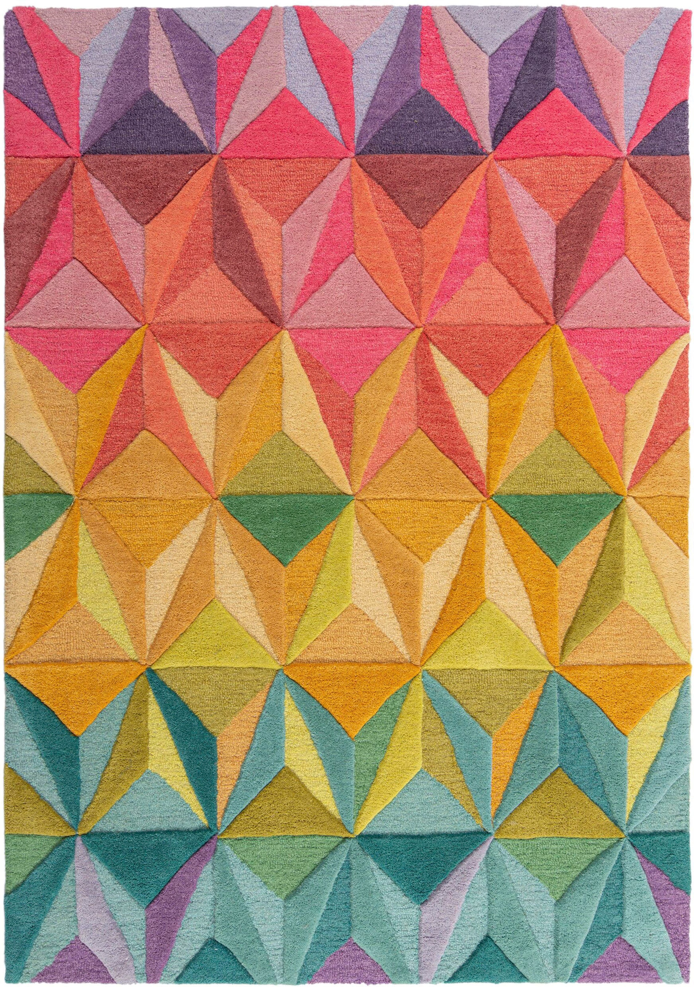 FLAIR RUGS Wollteppich »Reverie«, rechteckig, aus Naturfaser, 100% Wolle, mehrfarbig, geometrisches Muster