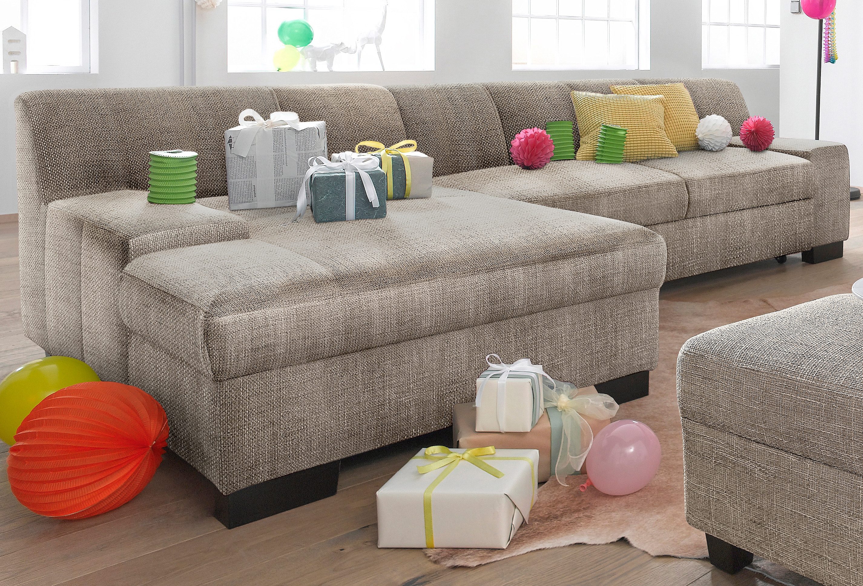 DOMO collection Ecksofa Norma, wahlweise mit Bettfunktion