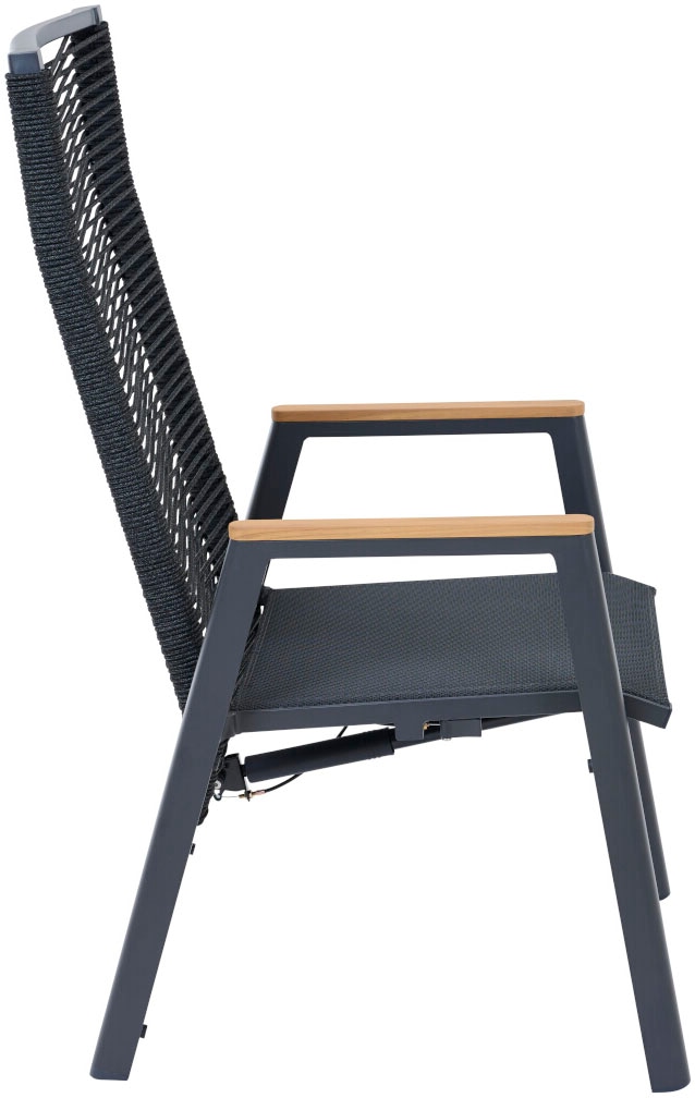 Siena Garden Gartensessel »BOLOGNA Move Sessel« Aluminiumgestell, Rope Geflecht, Armlehnen aus Teak FSC 100%