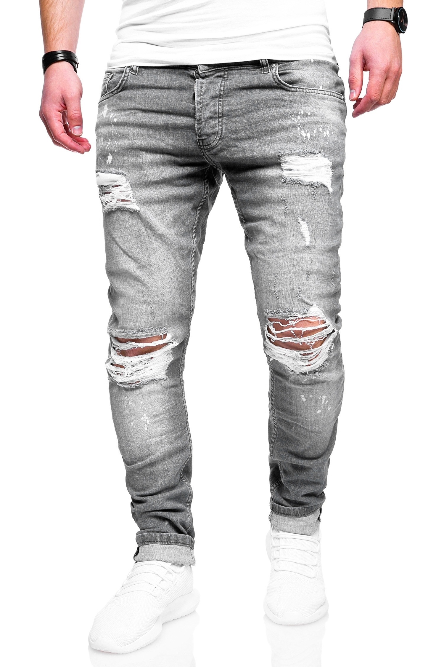 behype Slim-fit-Jeans »SLY«, mit Destroyed-Elementen