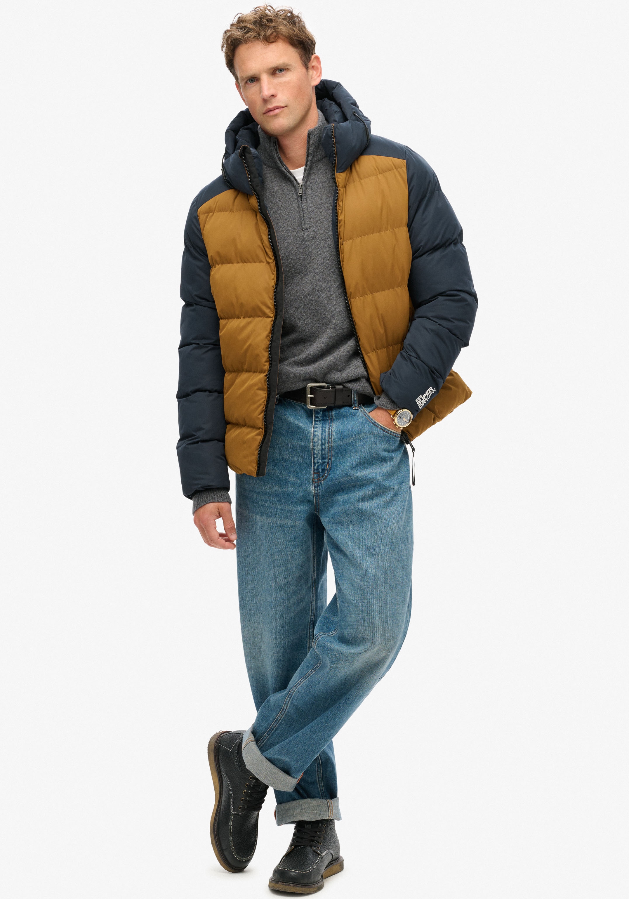 Superdry Steppjacke »HOOD COLOUR BLOCK SPORT PUFFER«, mit Kapuze