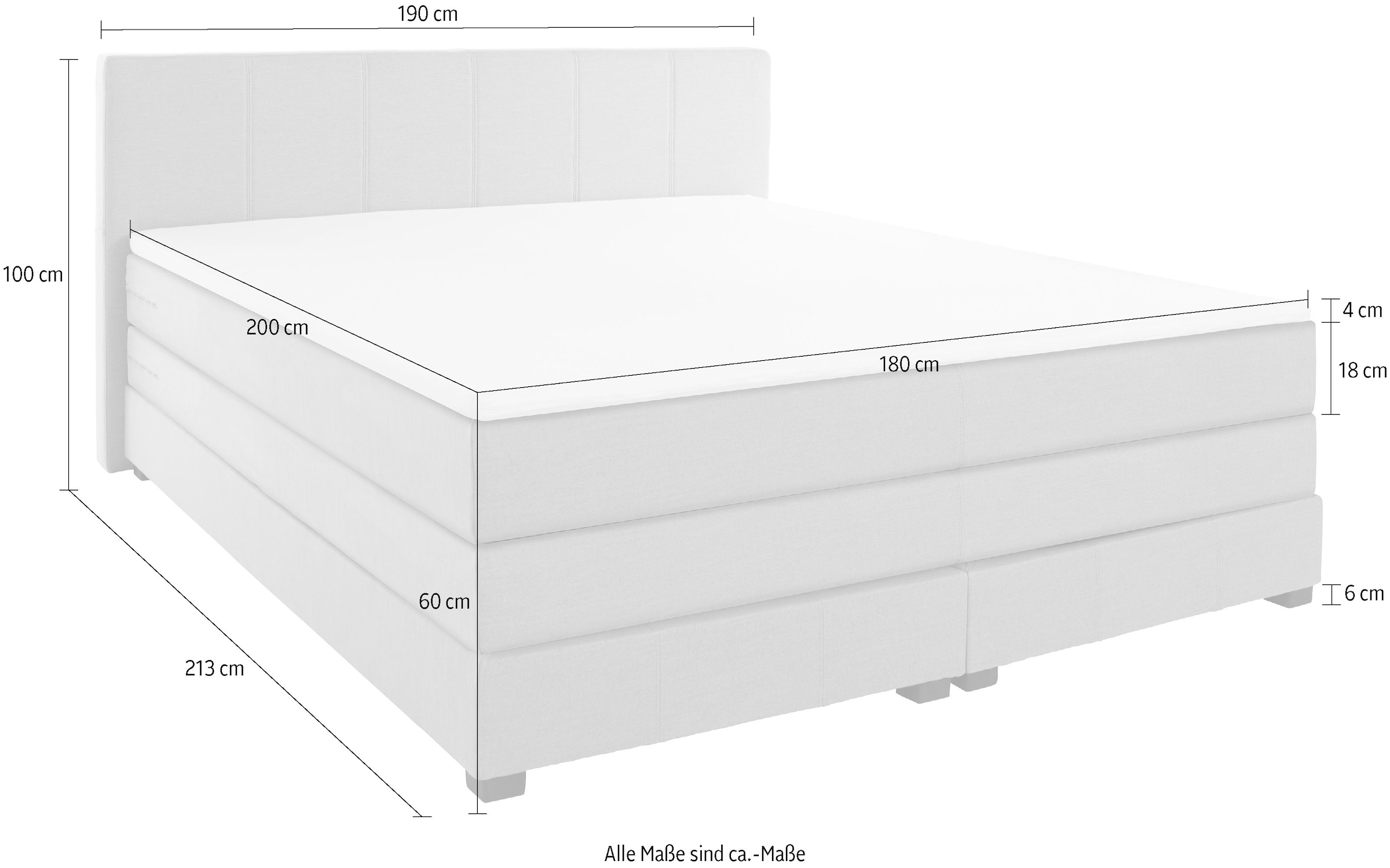 OTTO products Boxspringbett »Peetu«, Taschenfederkern-Matratze, in 4 Breiten und 4 Farben, incl. Topper