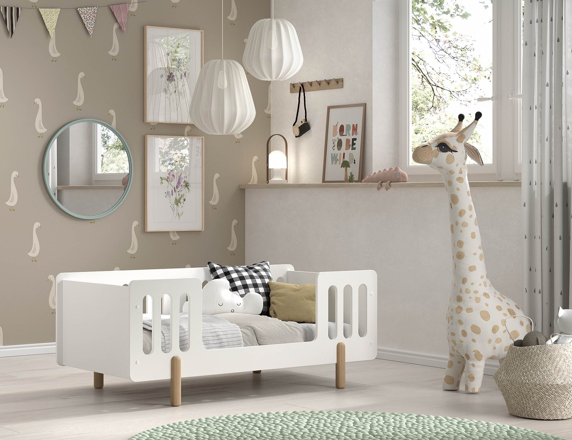 Vipack Kinderbett "Smile, Juniorbett 70/140 cm, inkl. Rolllattenrost, MDF w günstig online kaufen