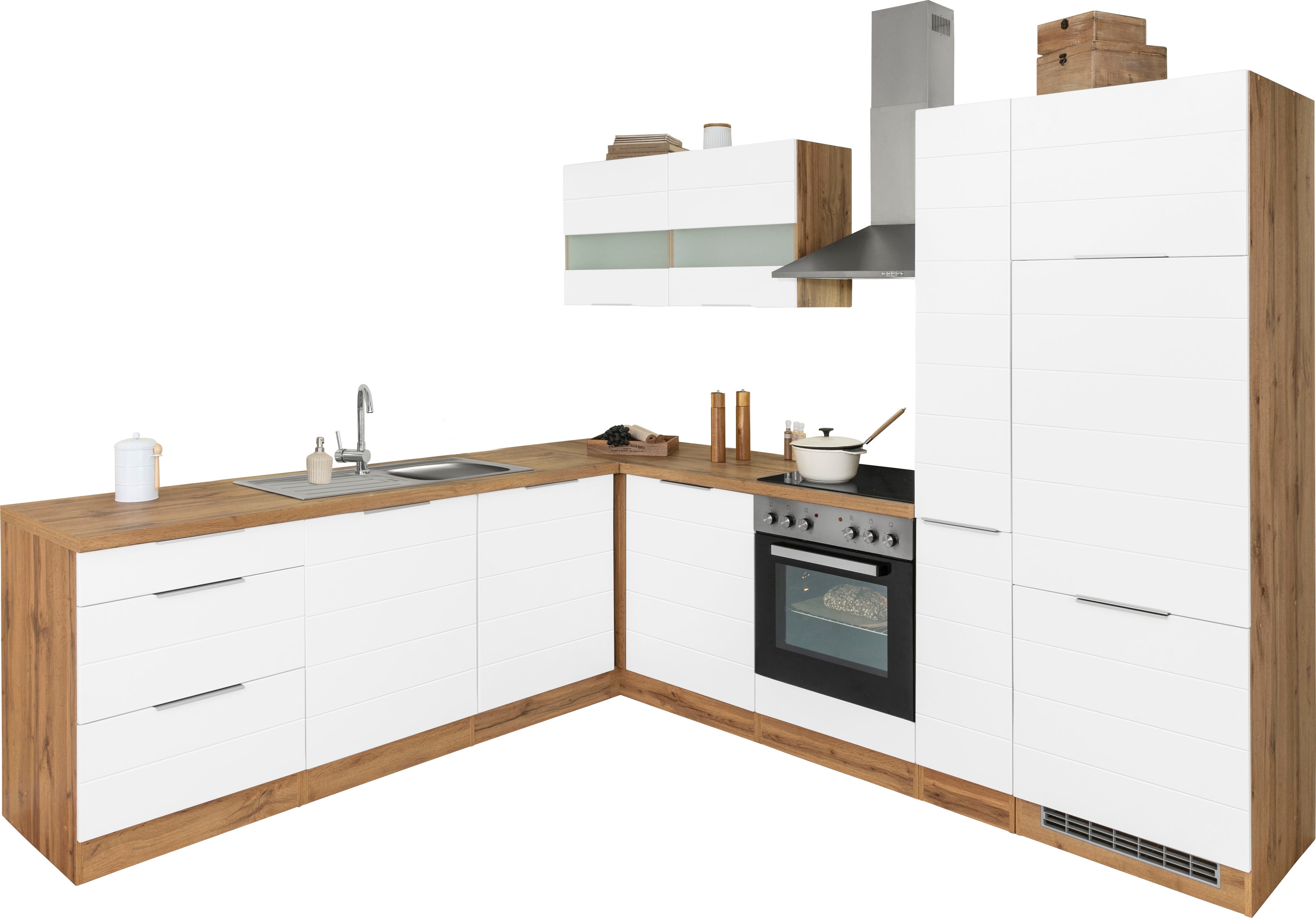 KOCHSTATION Kleiderschrank "KS-Luhe" Stellbreite 240x270 cm, wahlweise mit oder ohne E-Geräten, MDF-Fronten