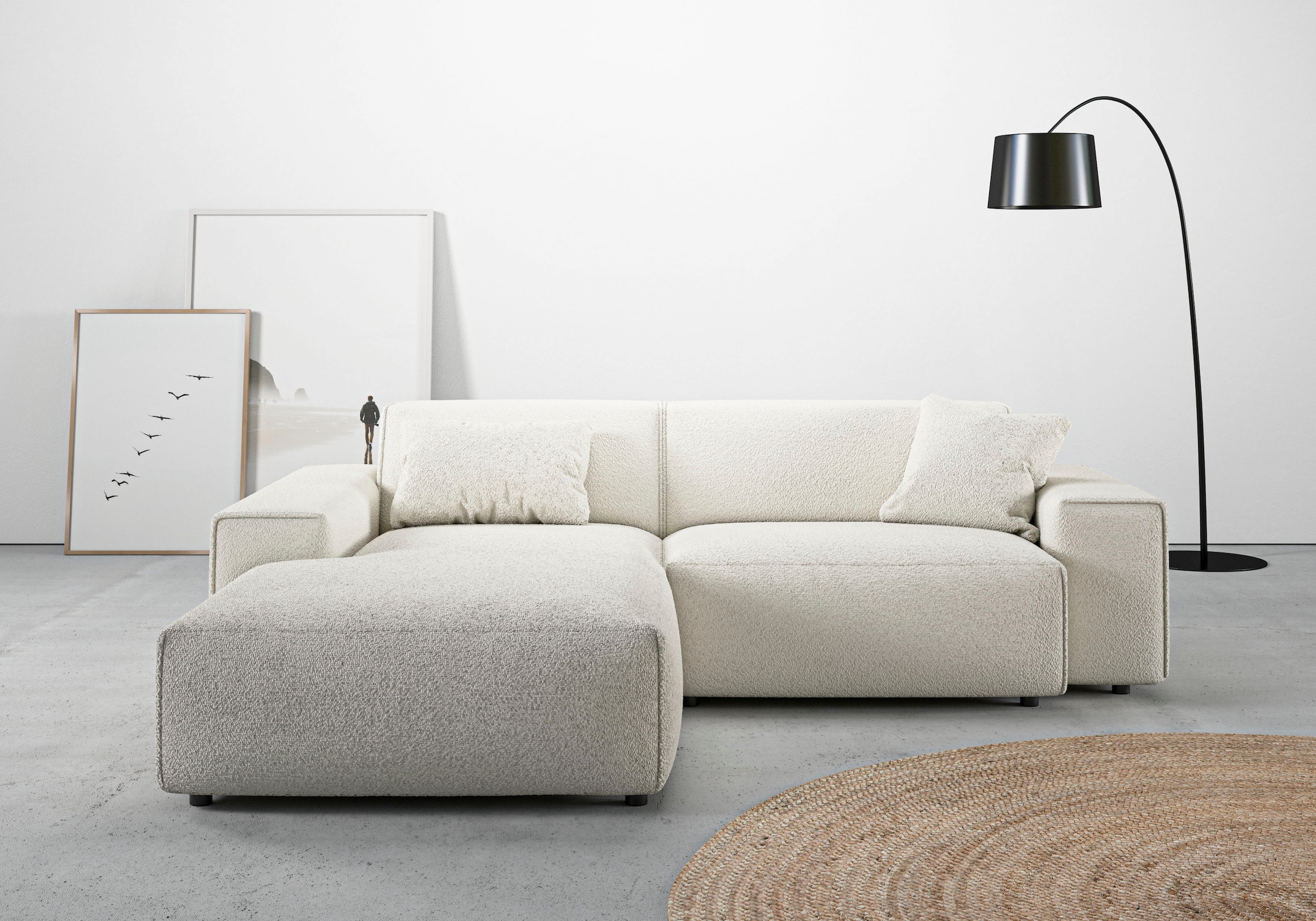 andas Ecksofa »Glimminge L-Form auch in Breitcord, Feincord + Easy care-Bezug,«, Breite 234, Zierkissen