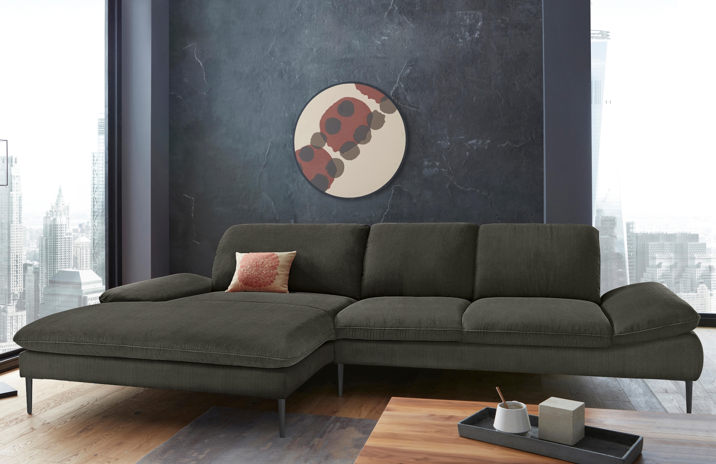 W.SCHILLIG Ecksofa "enjoy&MORE, Designsofa, bequem, zeitlos und elegant, L-Form" Sitztiefenverstellung, Füße schwarz pulverbeschichtet, Breite 340 cm