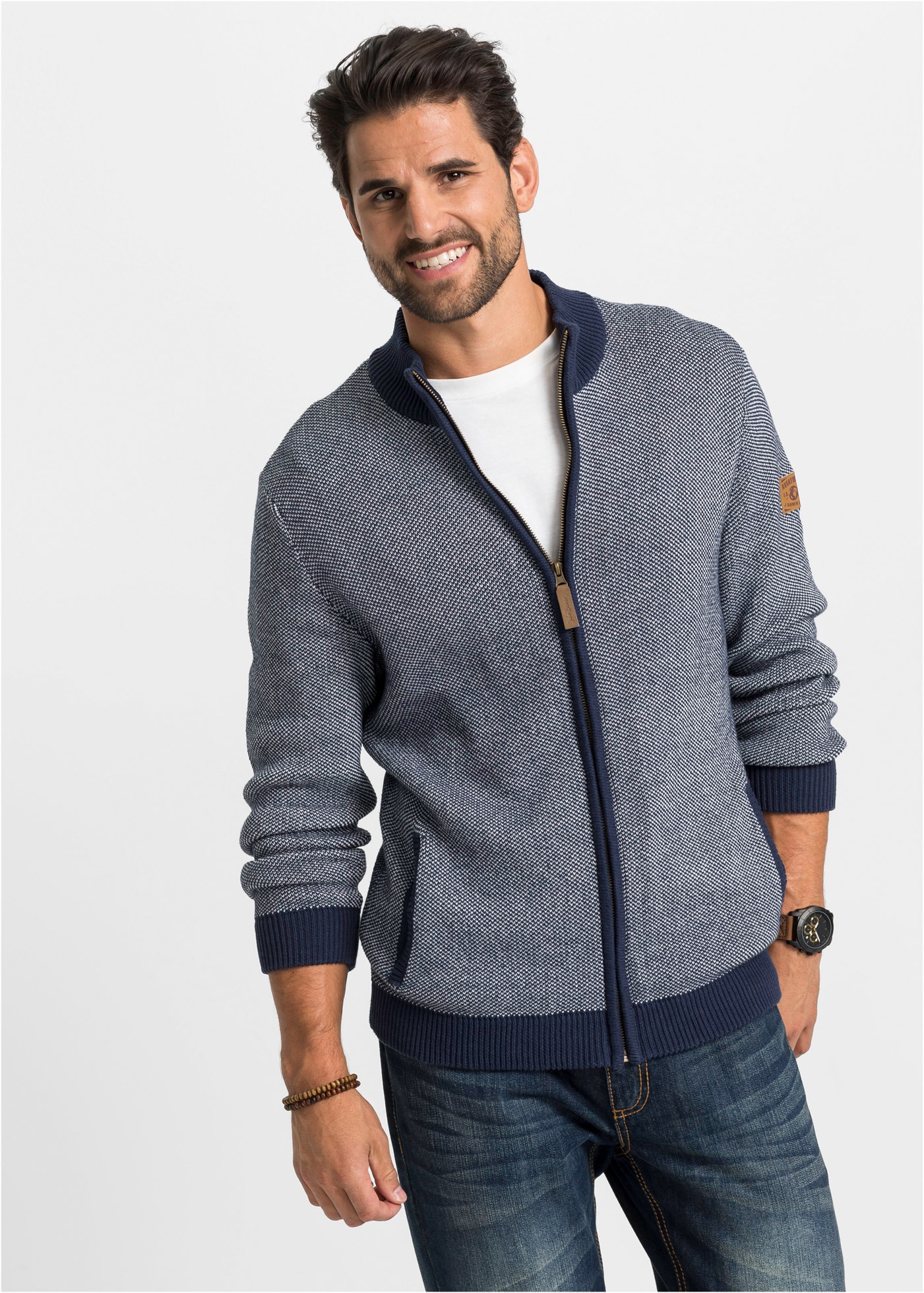 bonprix mit Stehkragen, Regular Fit, unifarben, aus Baumwolle, casual Stil