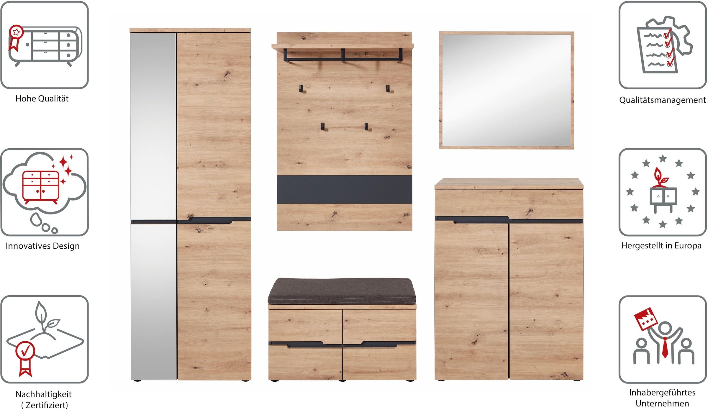 Innostyle Garderoben-Set "MEMPHIS", (Komplett-Set, 5 St.) günstig online kaufen
