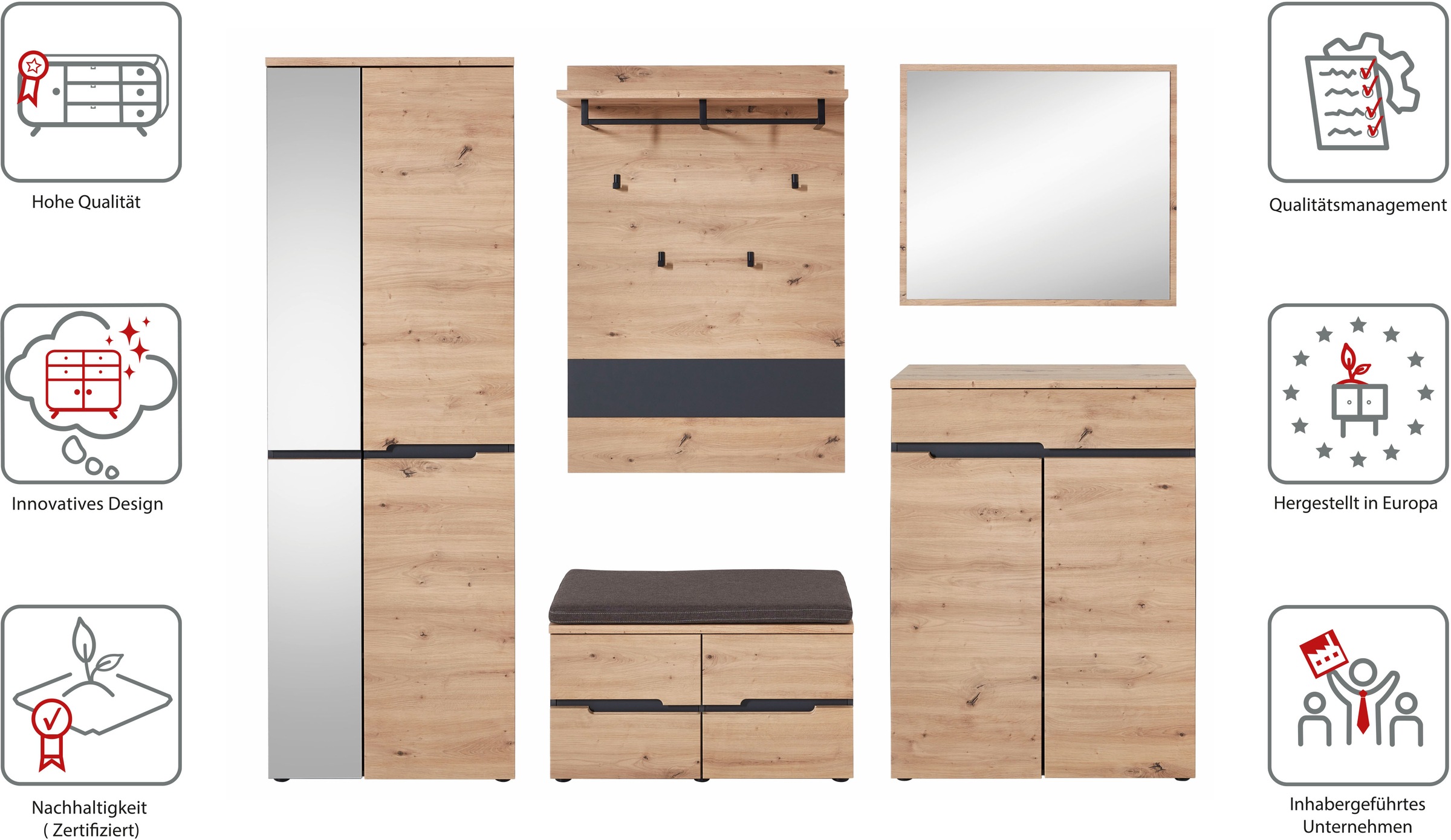 Innostyle Garderoben-Set "MEMPHIS" Komplett-Set, 5 Stk. tlg. günstig online kaufen